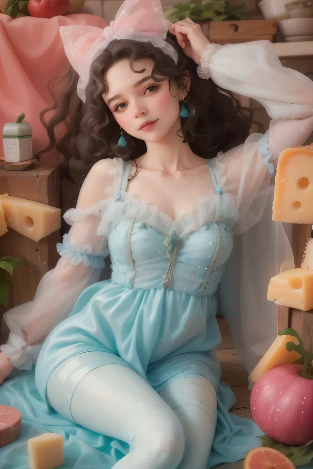Cheese mold fairy, she cuts the cheese, fabulous stinky and blue-green, 8k she's so good she has two legs this time.