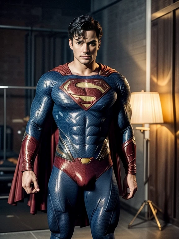 Man body setting,Superman costume tights , (bare thighs ) , sexy , NSFW , eroticism , R18 , seduction, standing , big thighs , fat hips , porn