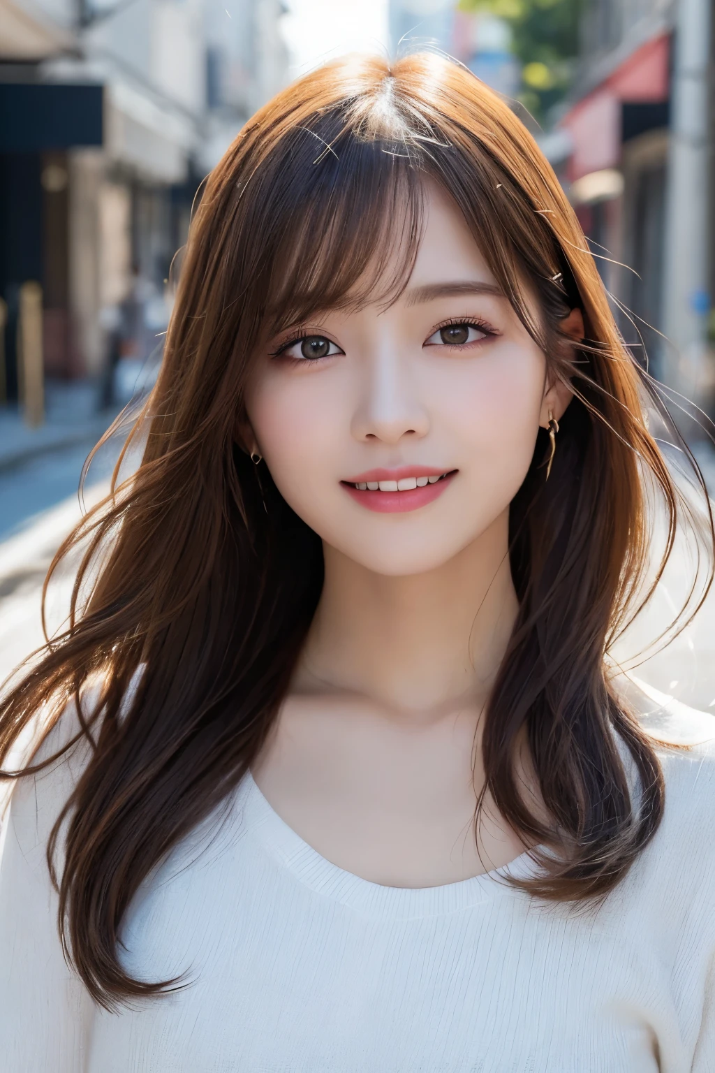 (8k、RAW photo、highest quality、masterpiece:1.2)、(realistic、Photoreal:1.37)、Super detailed、超A high resolution、1 girl、see the beholder、beautiful and detailed face、laughter、narrow、(slim waist) :1.3)、Fine and beautiful skin、skin texture、floating hair、professional lighting、as a whole human body、long hair、blonde、in the street、Sparkler、bob hair、cute double eyelids