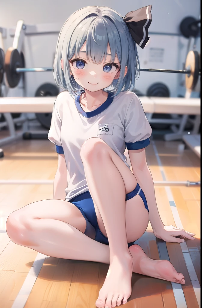 (((((whole body)))))、Youmu, This is a very cute gym uniform 、smile,、、barefoot、