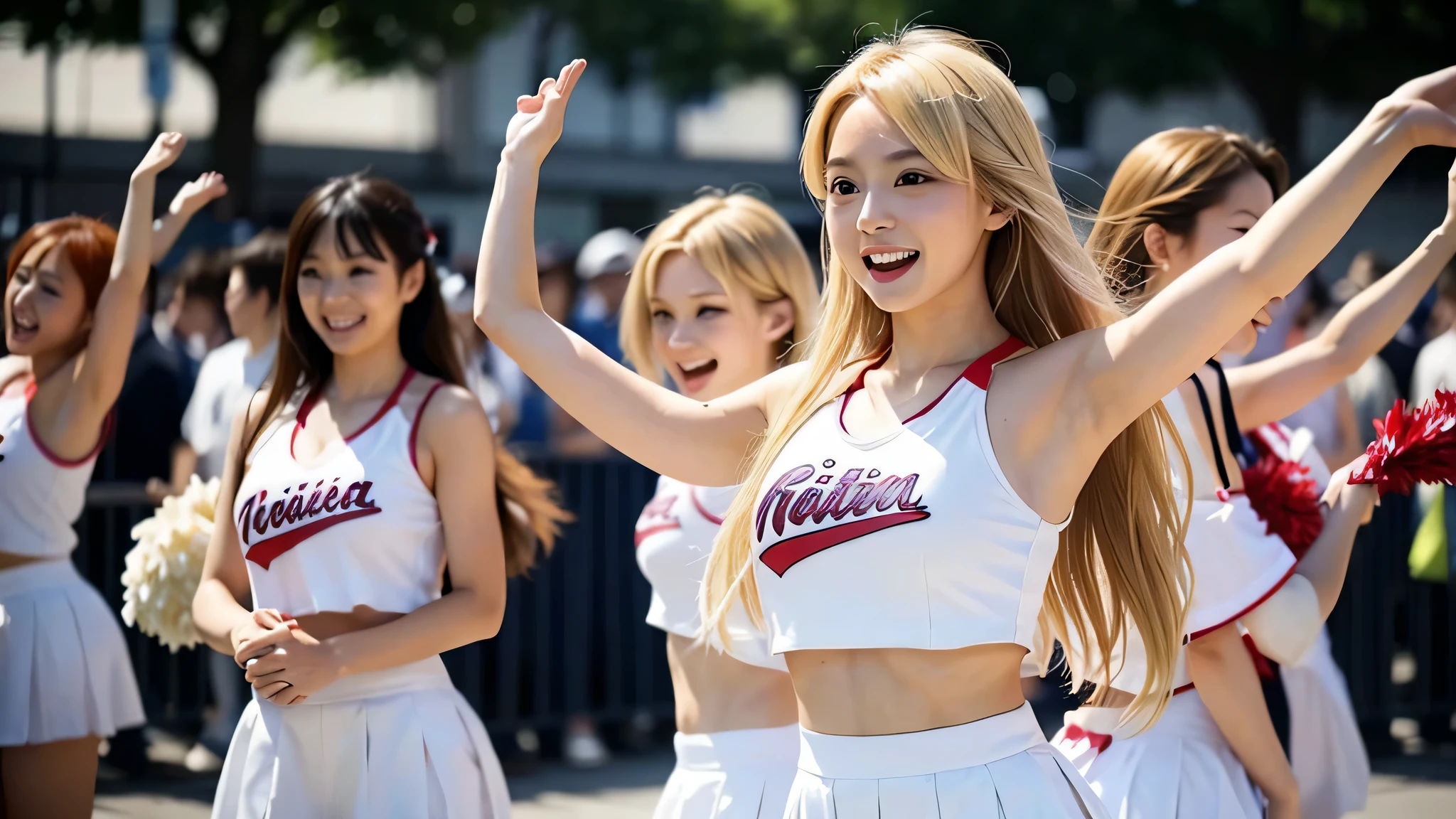 Japanese、beautiful woman、blonde、woman、Cheerleader