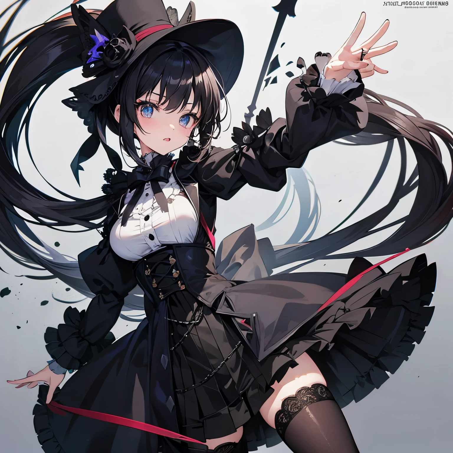 Anime goth girl with a victorian outfit detailed