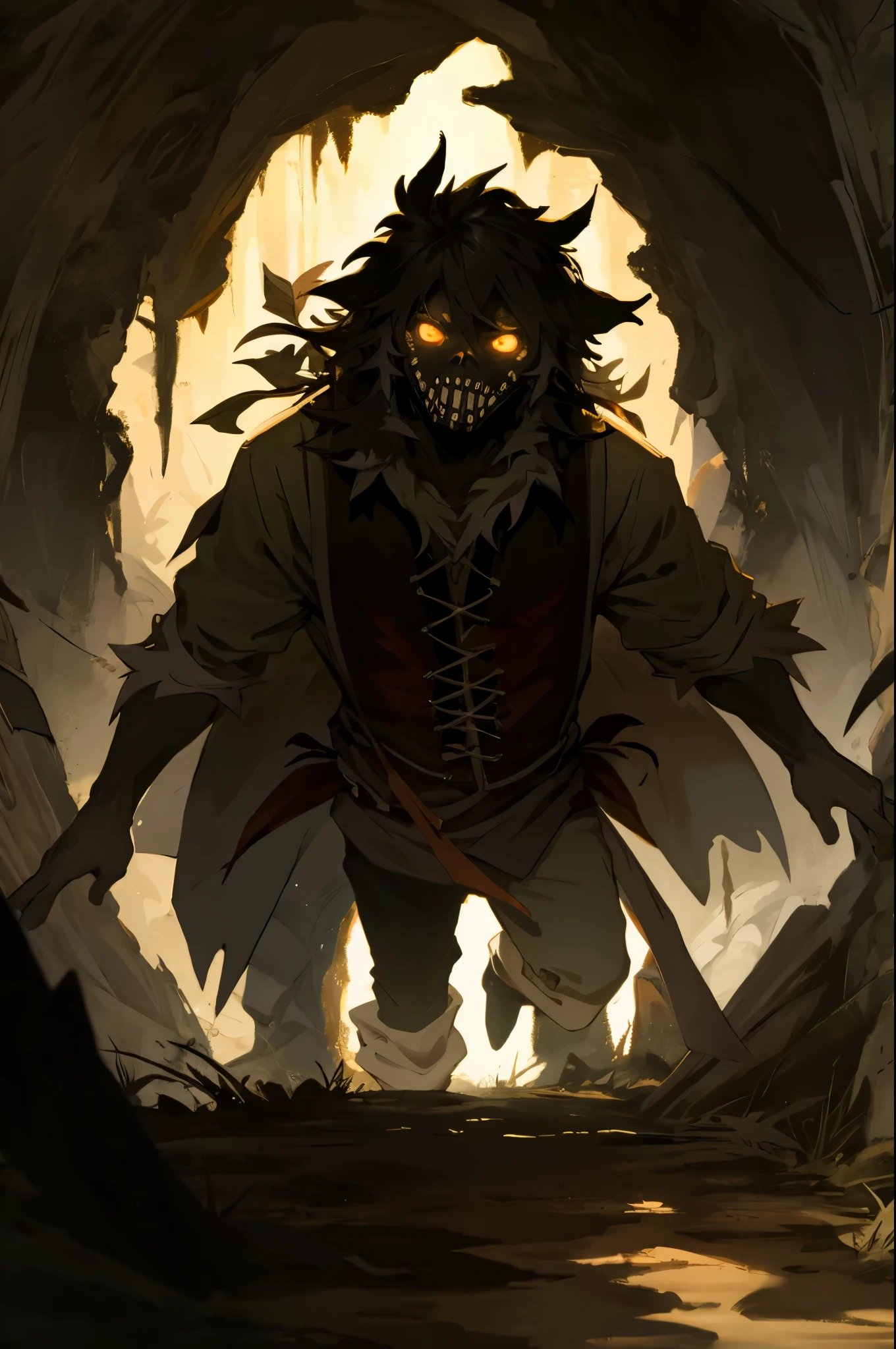 Corrupt Zombies、Lush vegetation、Fractal Art、Super detailed、8K、Photorealistic、Cinematic lighting、Dramatic Shadows、Dark and gloomy atmosphere、Earth Colors、Bright colors、Complex organic texture、Twisted, gnarled roots、dense foliage、Cracked rotting flesh、Creepy look、rotten teeth、Sunken eyes、Tattered clothes、Dramatic Pose、Dynamic configuration