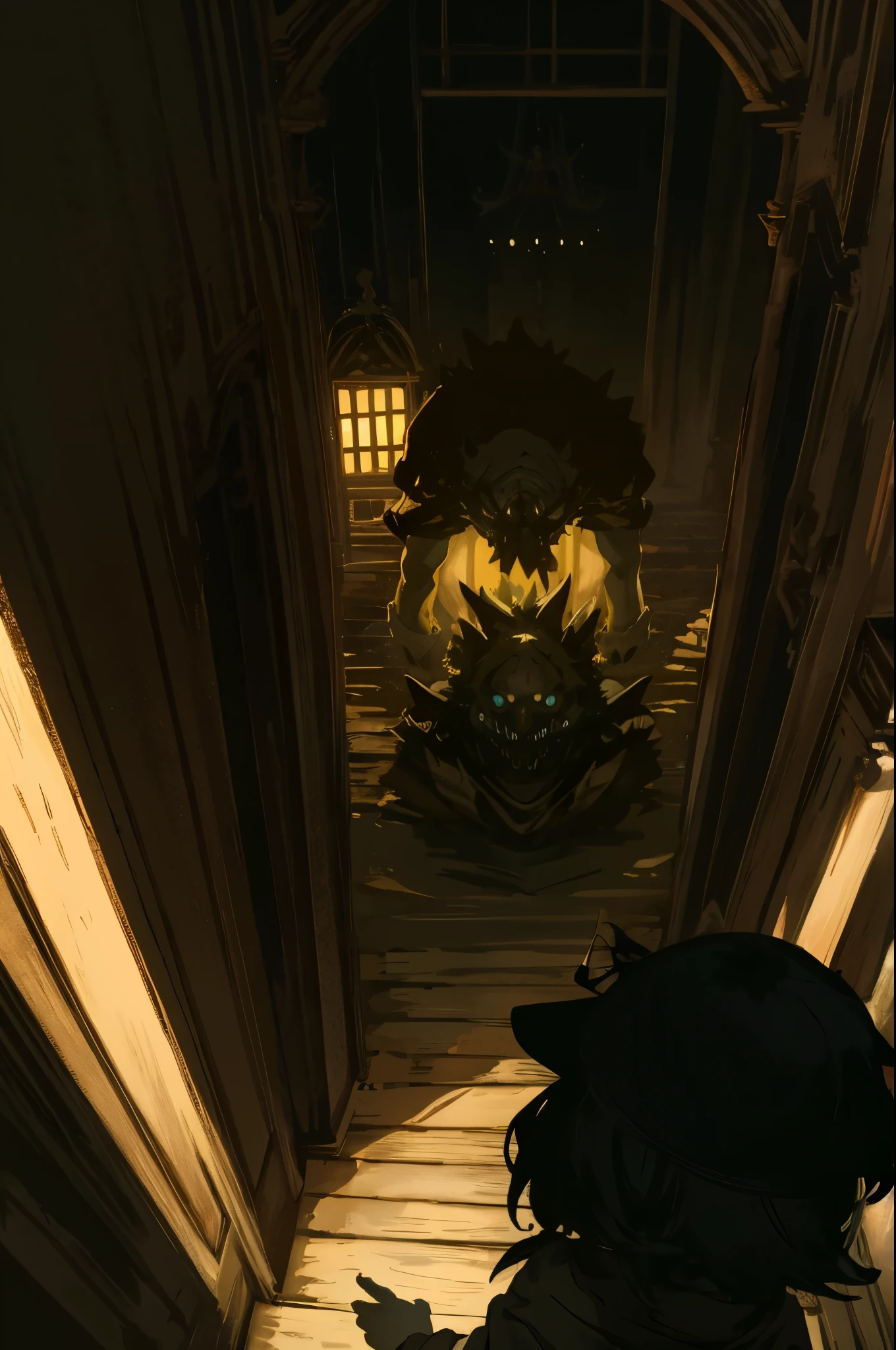 cover page, highres, paid reward available, unparalleled masterpiece, terrifying tale, Hansel and Gretel perfect anatomy, good lighting, volumetric lighting, cinematic shadow,