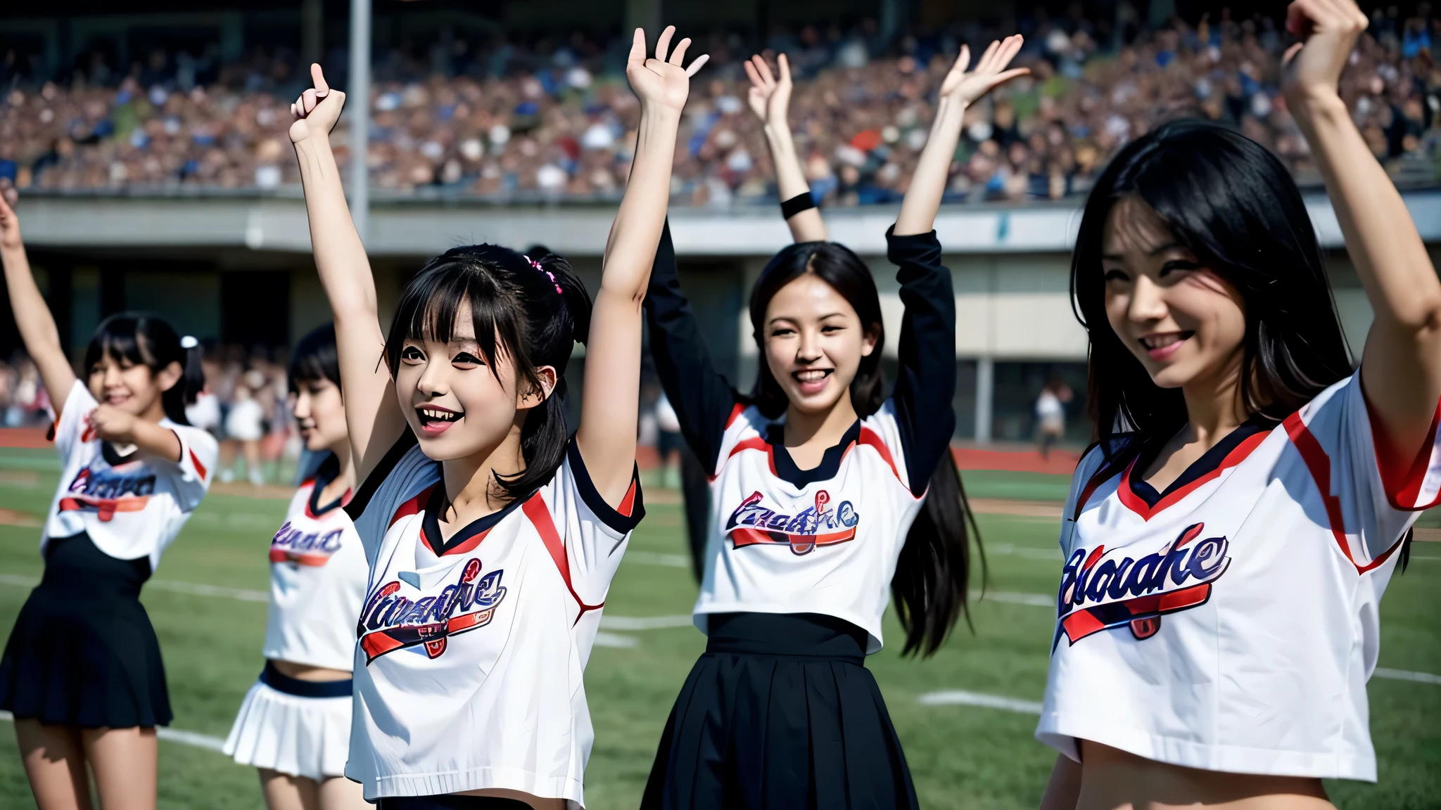 Japanese、gal、black hair、woman、Cheerleader