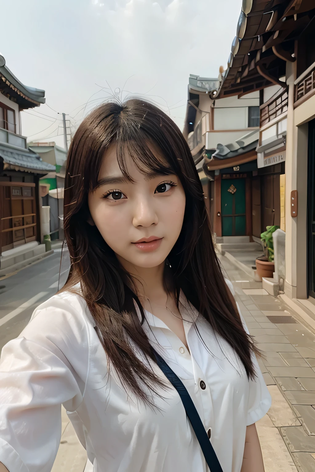 pretty Korean women take a selfie