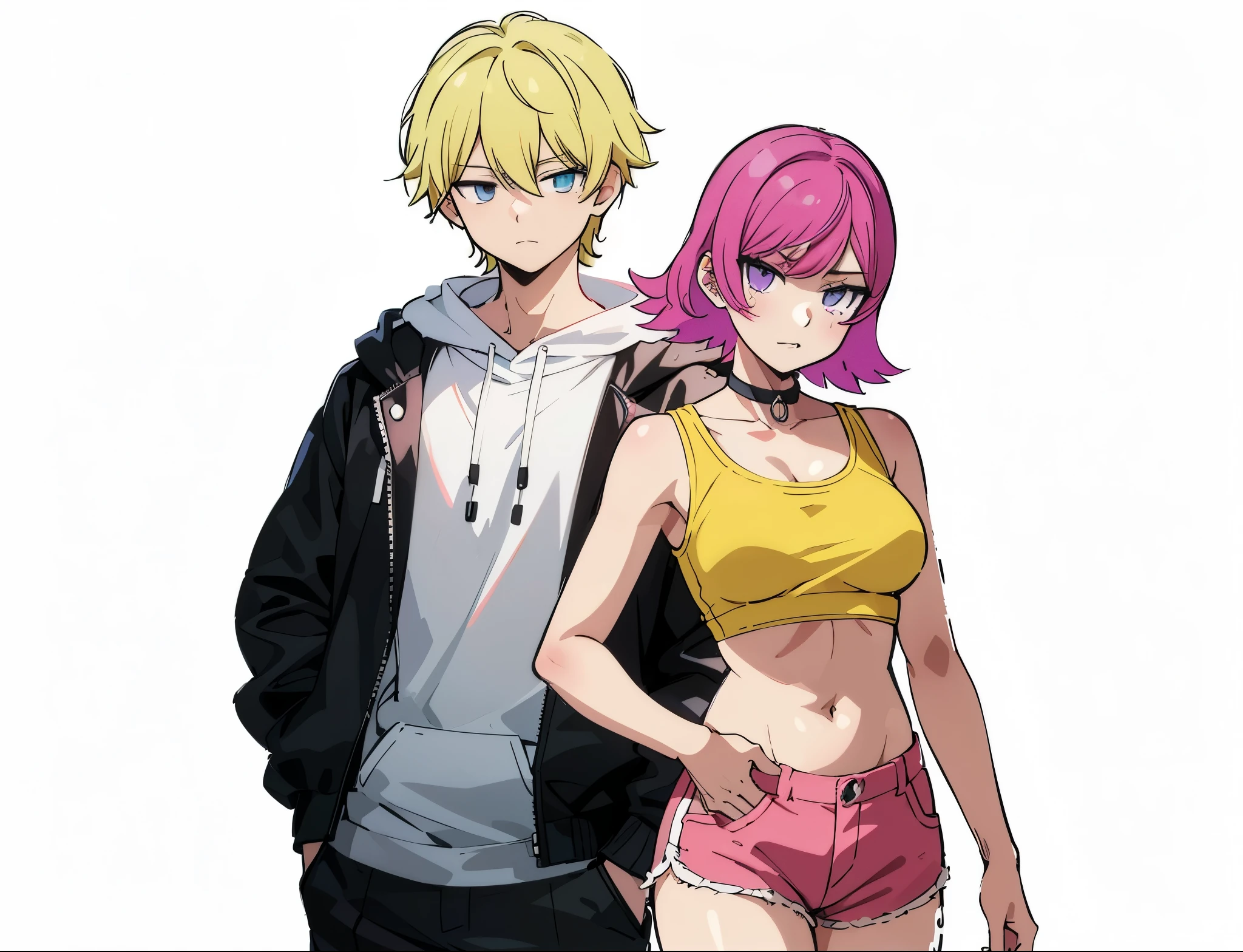 anime characters are standing next to each other in a pose, official art, digital art from danganronpa, high quality anime artstyle, sasoura, official artwork, official modern anime, anime style 4 k, hq artwork, in the art style of 8 0 s anime, boy and girl, modern anime style, a-1 pictures, badass anime 8 k