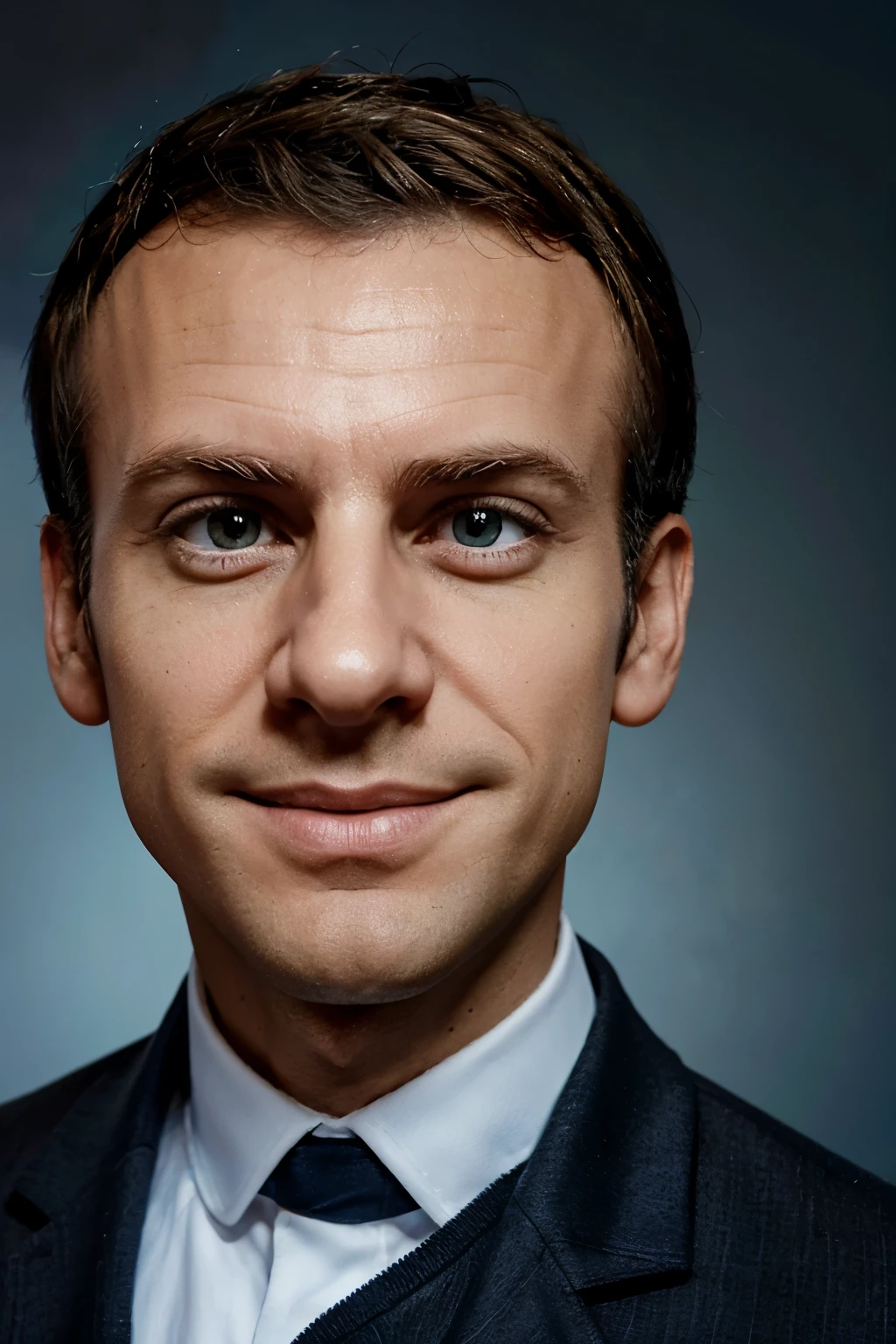 emmanuel macron cartoon character portrait in pixar style