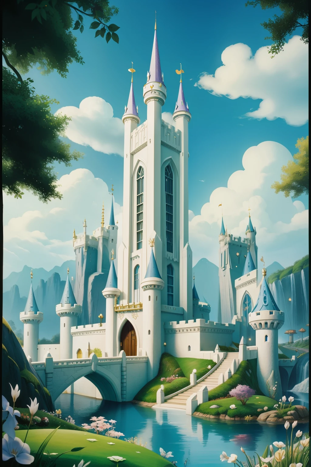 Fairytale Kingdom of Fantasia. ivory tower, big white city.