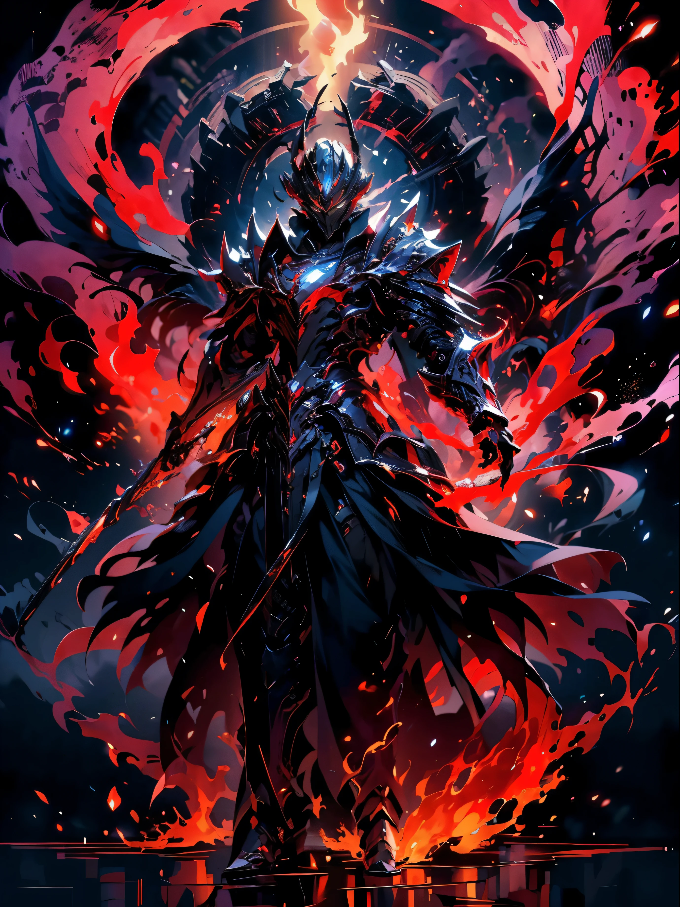 masterpiece, best quality, 8k, Crazy details, intricate details, Super detailed, super quality, high detail, Super detailed, 1 boy, armor, black armor, black fire background,black Cloak, Cloak, shut up, Colored sclera, Silver halo, evil Smile, Ash, fire,Ash色的, fire, dark, Blood, decorate, whole body, Gloves, luminescent, luminescent eyes, holding jewelry, long hair, looking at the audience, male focus, black eyes, shoulder armor, Smile, alone, peak, Permanently installed, teeth, torn Cloak, torn clothes, Transparent Background, arms, black hair, normal hand, 5 fingers on each hand,Chinese clothing，Chinese pattern