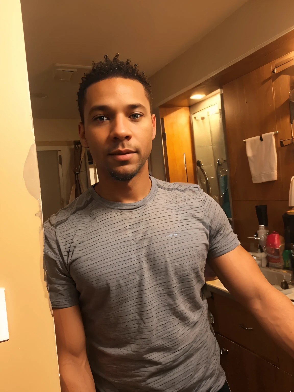 Change from an African American male to blue eyed blonde balding Caucasian in his 40s