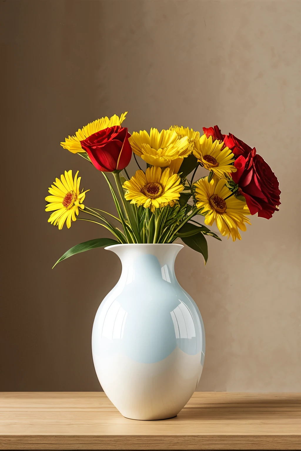 (masterpiece, best quality:1.2), With natural light as background, Warm colors, High quality products，desktop，vase