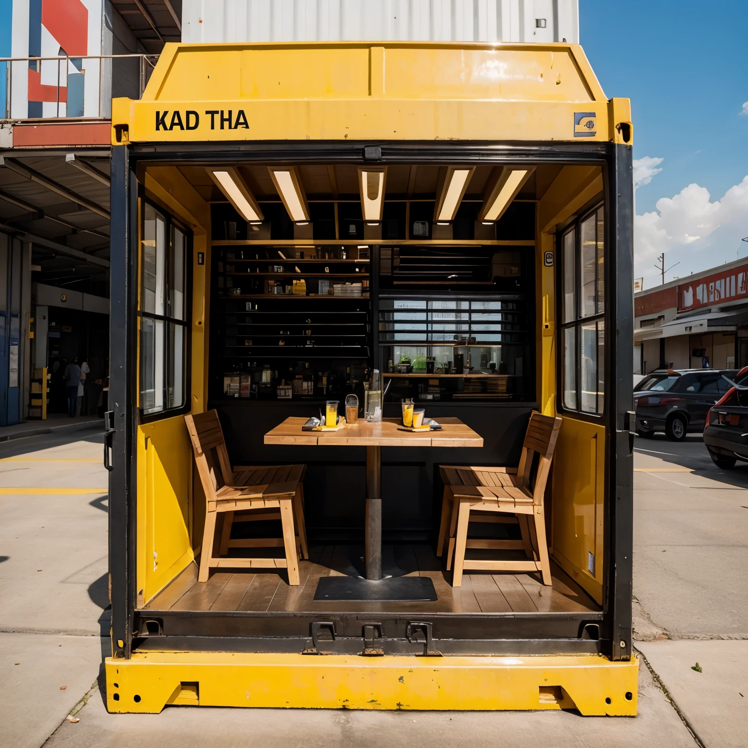 Yellow booth container food for entrepreneur
