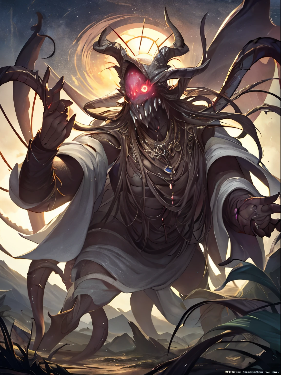 Best image quality, masterpiece, ultra high resolution, BREAKImagine an unfathomable horror, Those indescribable things in the Cthulhu Mythos、The incomprehensible alien god. Its shape is a twisted mass of tentacles and tendrils, Moving and undulating in a weird dance. BREAKMany eyes are cold and heartless, as if looking at the world from an alien perspective. The creature is above everything in its path, Because it spans the universe,Mountains and cities are dwarfed by. BREAK Its skin is slippery and sticky, Strange runes engraved on the surface,Exuding terrible energy. The air around the Outer God shone with light of power, distorted simply by its presence. BREAK The sound it makes is'Not exactly a rant, Not exactly a scream, But something more sinister and disturbing. This is a being beyond mortal comprehension, Creatures from the Void,Unable to rationalize or understand any attempt. BREAK This image of an alien god proves the dark and terrifying depths of the human imagination.