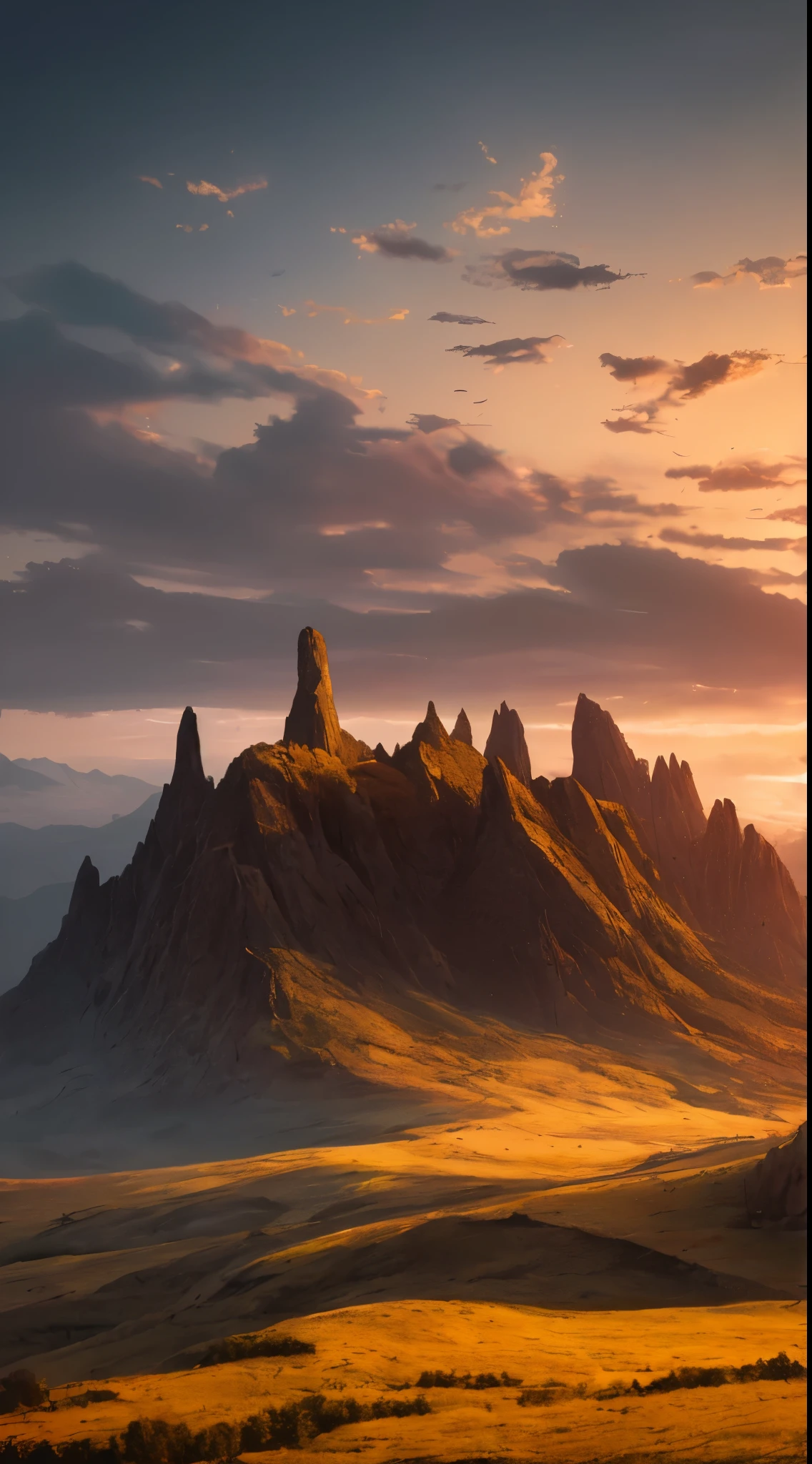 Beautiful sunset landscape photography, masterpiece, CG Society trend, 4K, 8K, HD, [Art Station: 1], concept art, high definition, sharp focus, [Subsurface scattering: 1], art by Gabriel Lekesian and Abbas