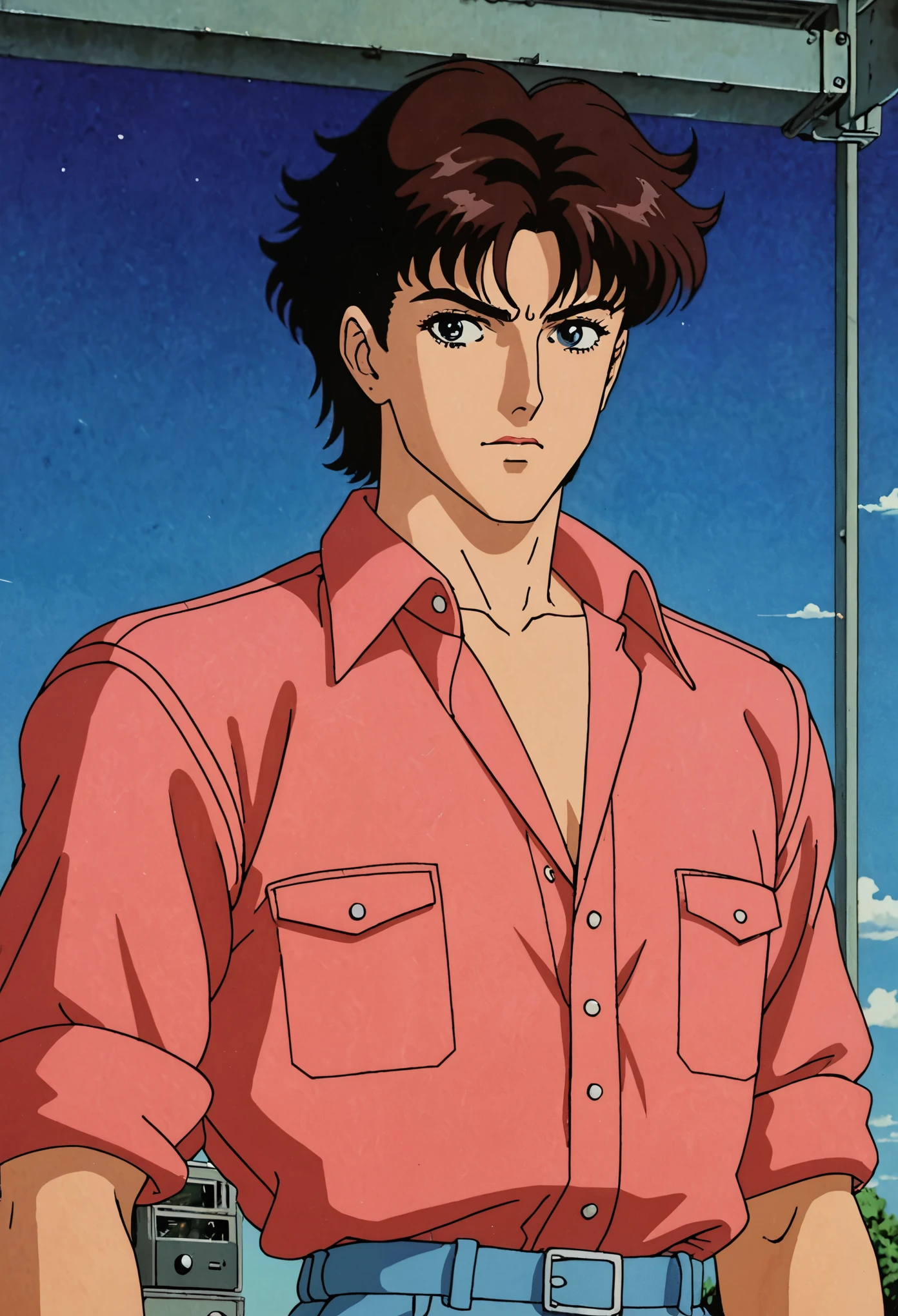 80's anime screencap,cool Men's, anime comic