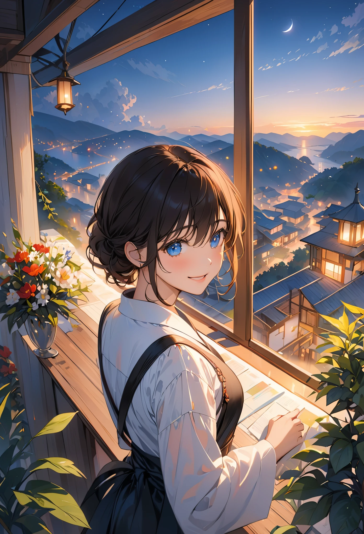 (masterpiece),(best quality), , looking at the audience, , {Top view|bottom view|middle view}, , {long hair|short hair}, (curls:0.8),, {Upper body|Cowboy shooting}, , {indoors|Outdoor activities}, , {fantasy|modern|Science fiction},, {dawn|night}, , {blue eyes|black eyes|gray eyes},, {Shy|happy|sad|Smile},