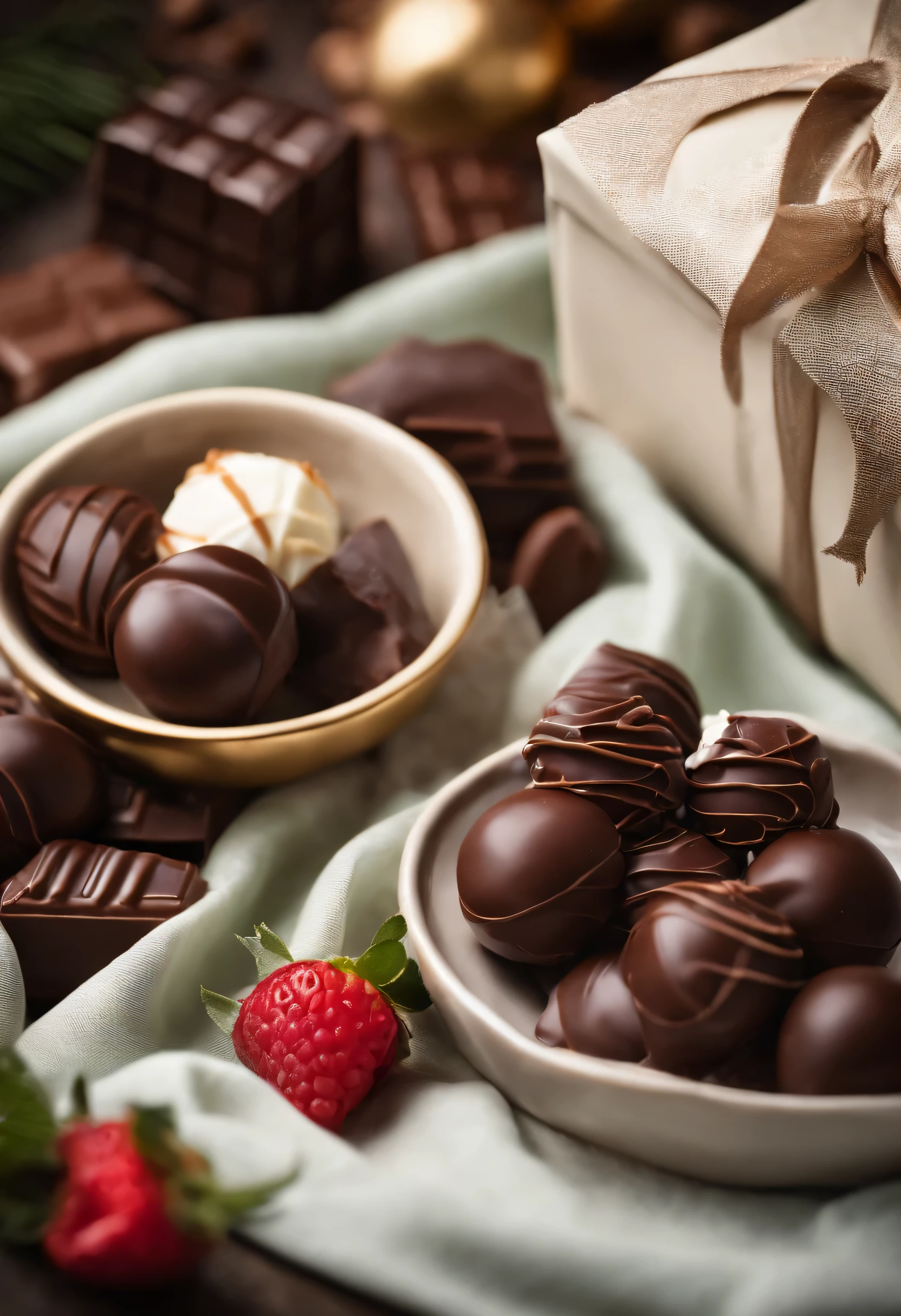 chocolate gift, white background