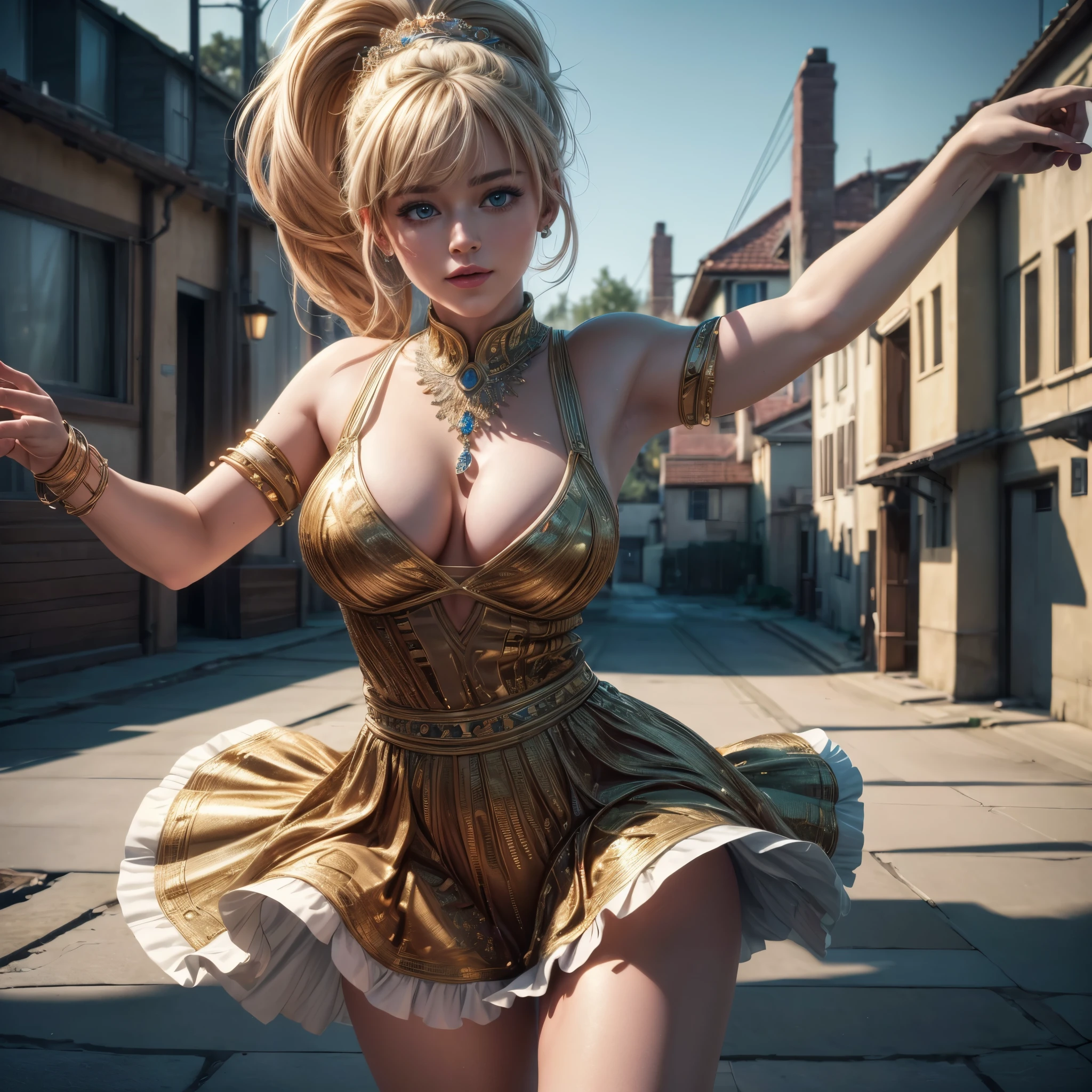 (best quality,4k,8k,highres,masterpiece:1.2),ultra-detailed, 1woman, dancing and singing, in the suburbs, high res, ultrasharp, 8K, masterpiece, HDR, 8k, absurdres, cinestill 800, sharp focus, add_detail:2