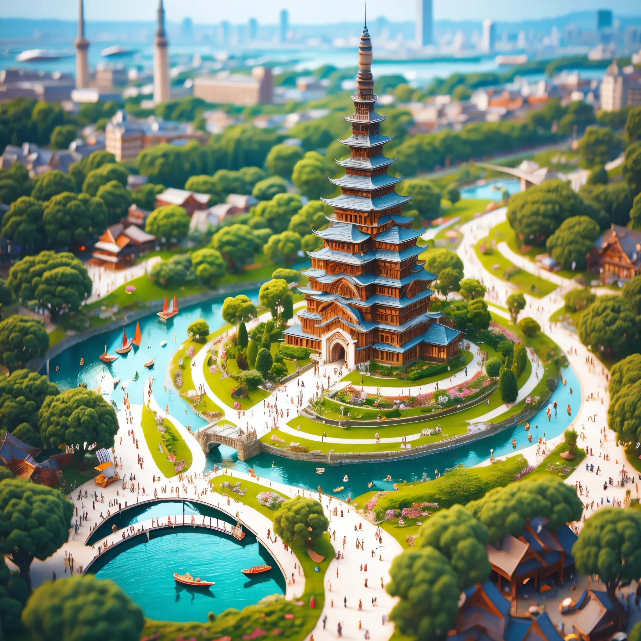 miniature， Super Cute clayWorld，isometric vieWof Shanghai
City，Cute clayfreeZe frame animation， Cute OrientalPearl
TVTOWer， City， CarS， peOple， trees，graSS，tilt shift， eXCellent
lighting，Volume， landsCape，brush rendering， 3D，Super detail,