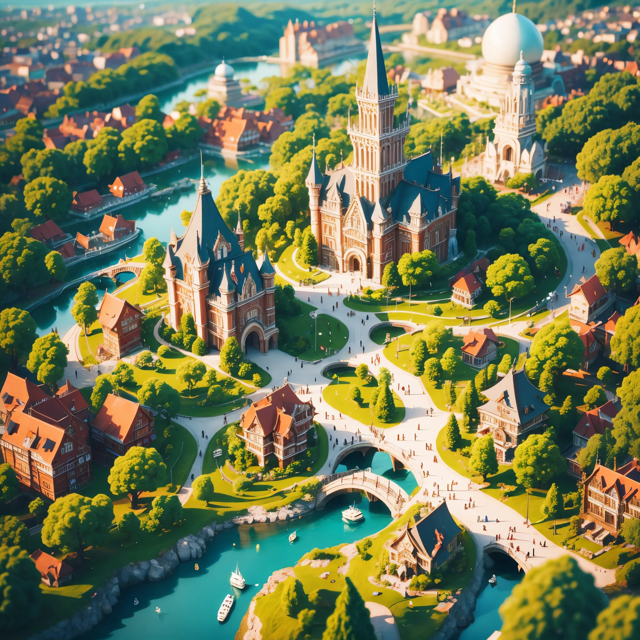 fairy tale_town，miniature， Super Cute clayWorld，isometric vieWof Shanghai
City，Cute clayfreeZe frame animation， Cute OrientalPearl
TVTOWer， City， CarS， peOple， trees，graSS，tilt shift， eXCellent
lighting，Volume， landsCape，brush rendering， 3D，Super detail,