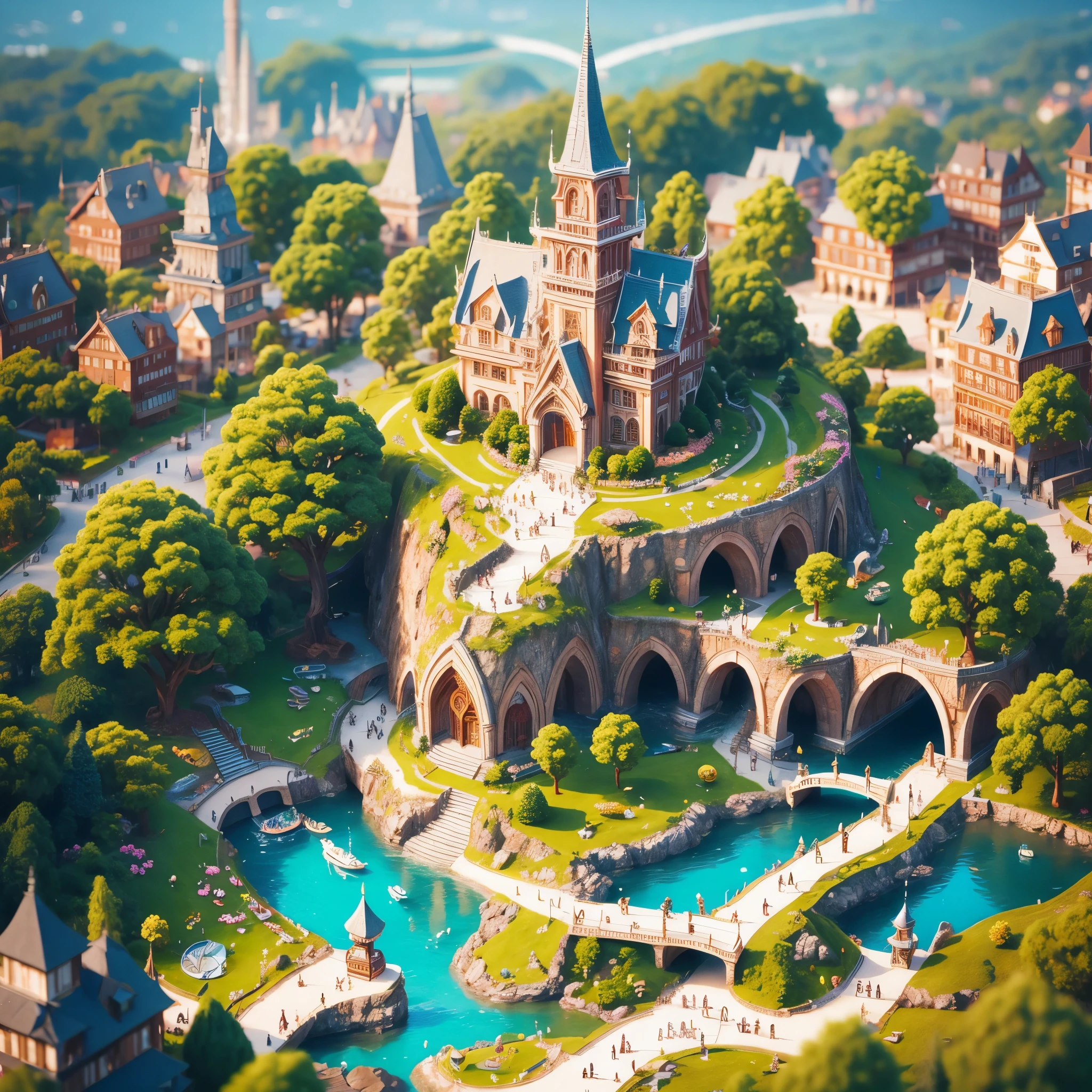 fairy tale_town，miniature， Super Cute clayWorld，isometric vieWof Shanghai
City，Cute clayfreeZe frame animation， Cute OrientalPearl
TVTOWer， City， CarS， peOple， trees，graSS，tilt shift， eXCellent
lighting，Volume， landsCape，brush rendering， 3D，Super detail,