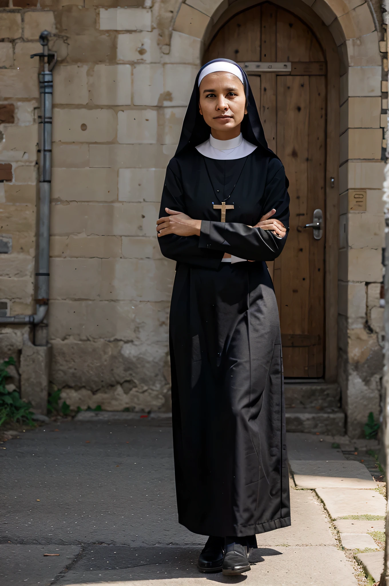 church nun in road stend
