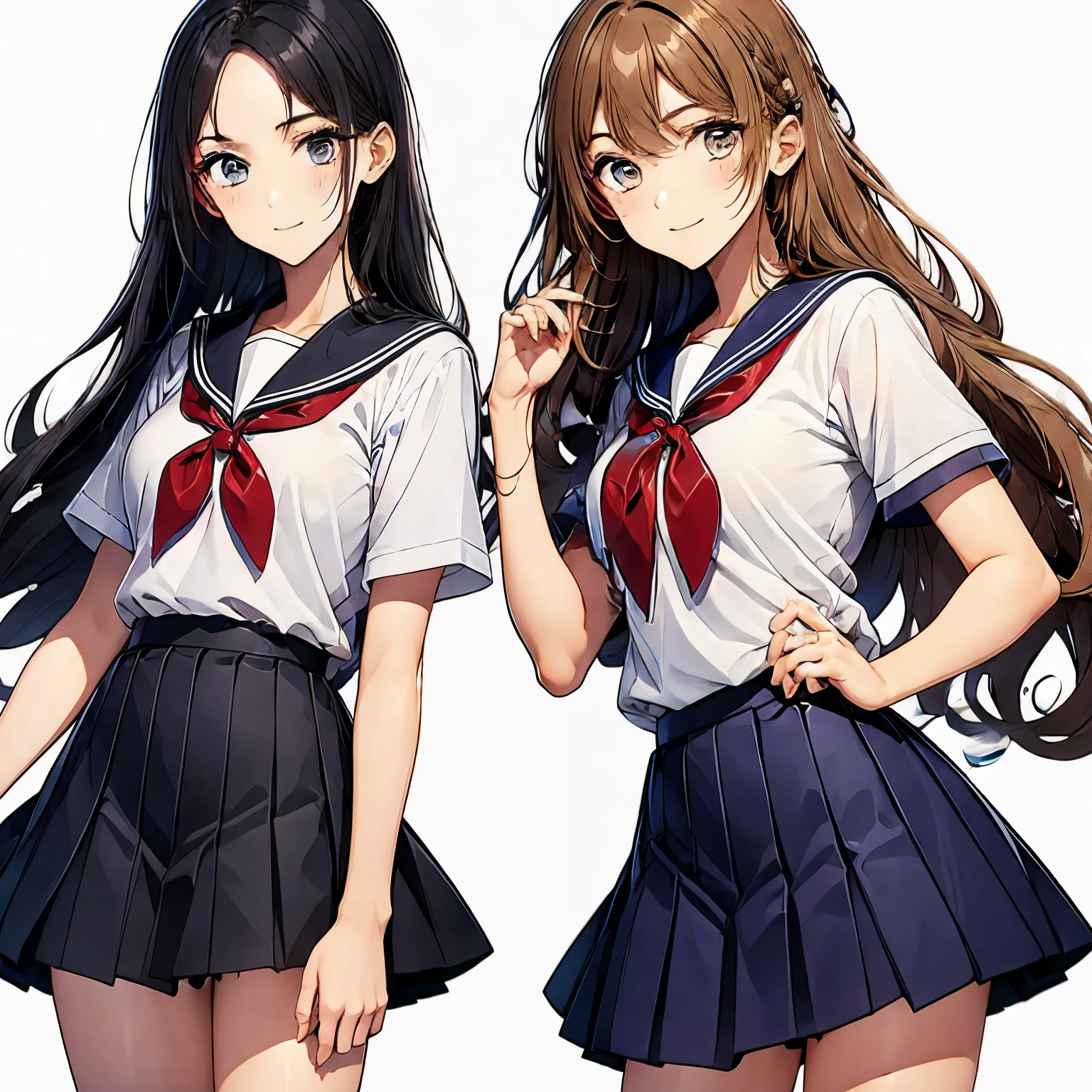 high quality,((2girls,chyuri,cuddle,smile)),Japanese high school student,short sleeve sailor school uniform,