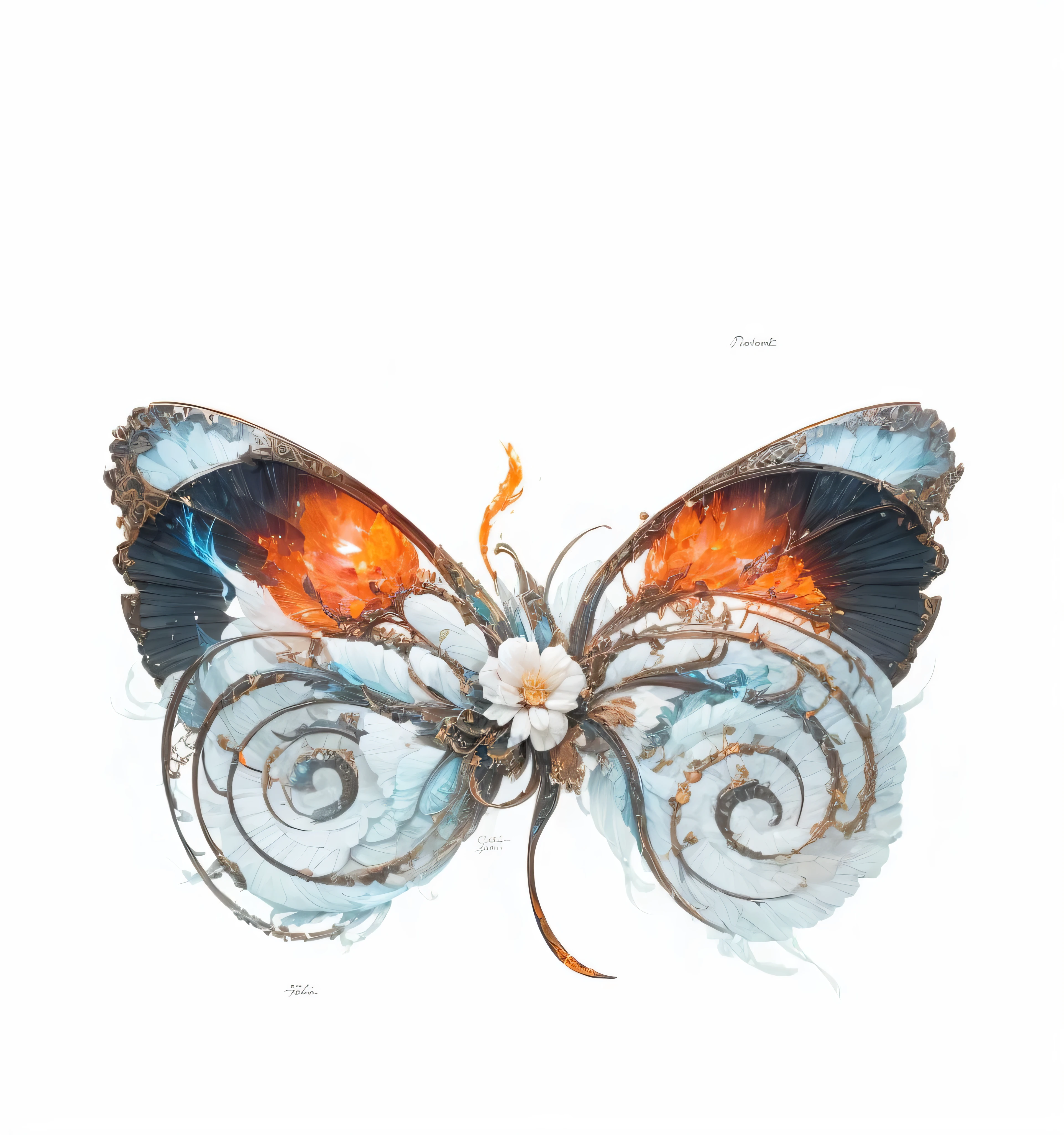 fire element,Dark elements,pure black elements,rose pattern on wings,Orange pattern,