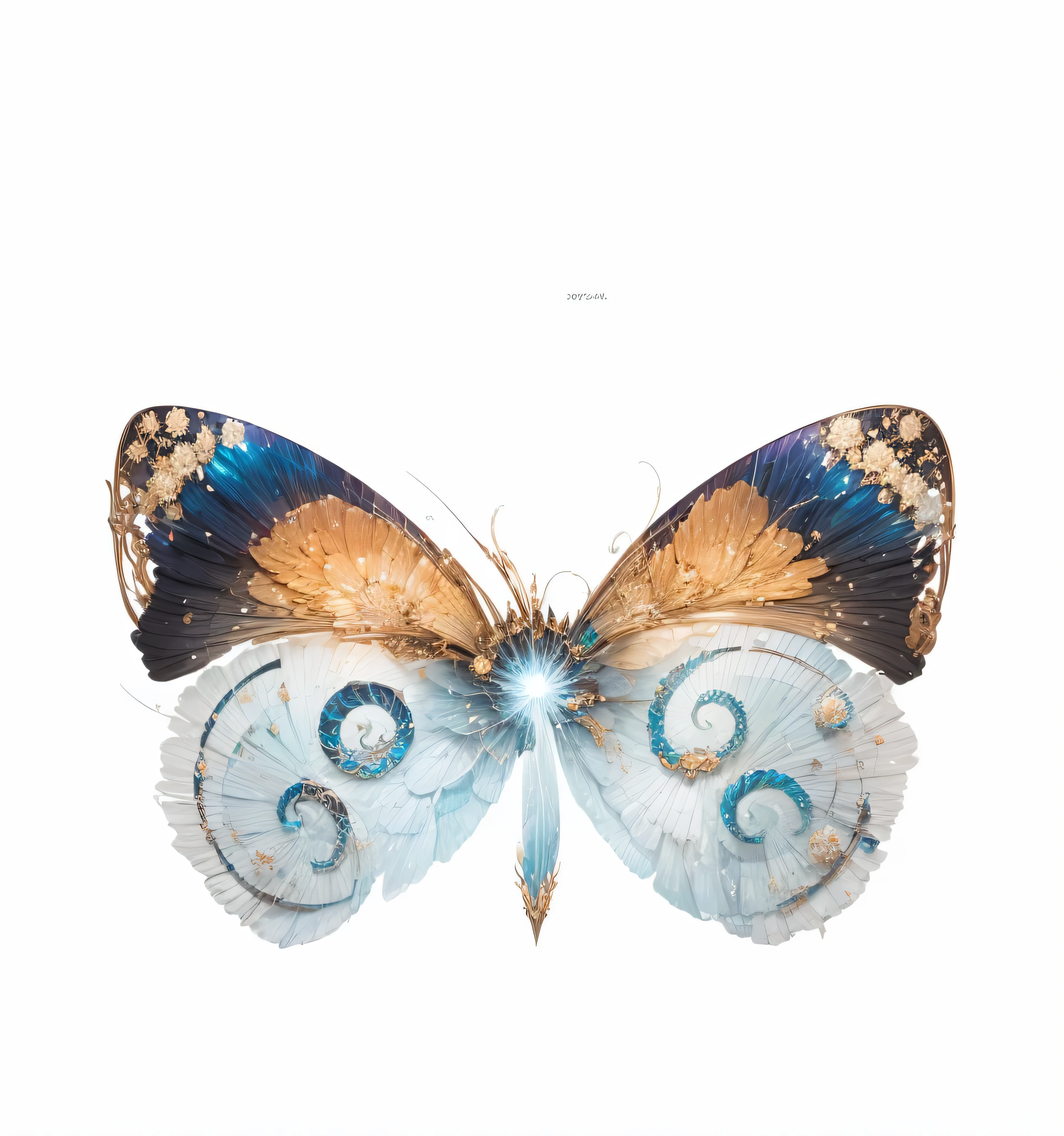 Spiral element，Transparent elements，Black element，golden pattern，Skull texture on wings，