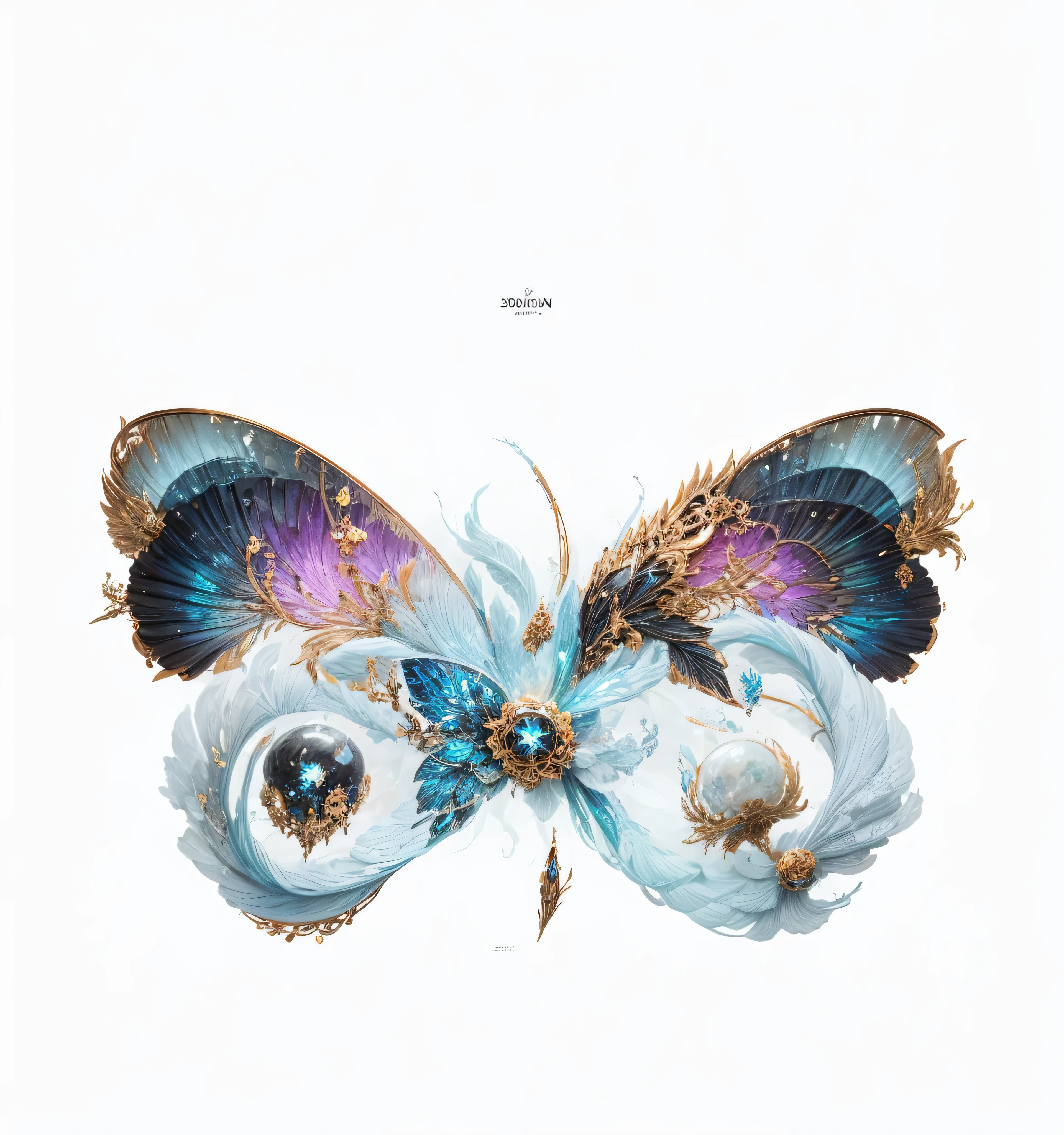 Spiral element,Transparent elements,Black element,golden pattern,Skull texture on wings,skull