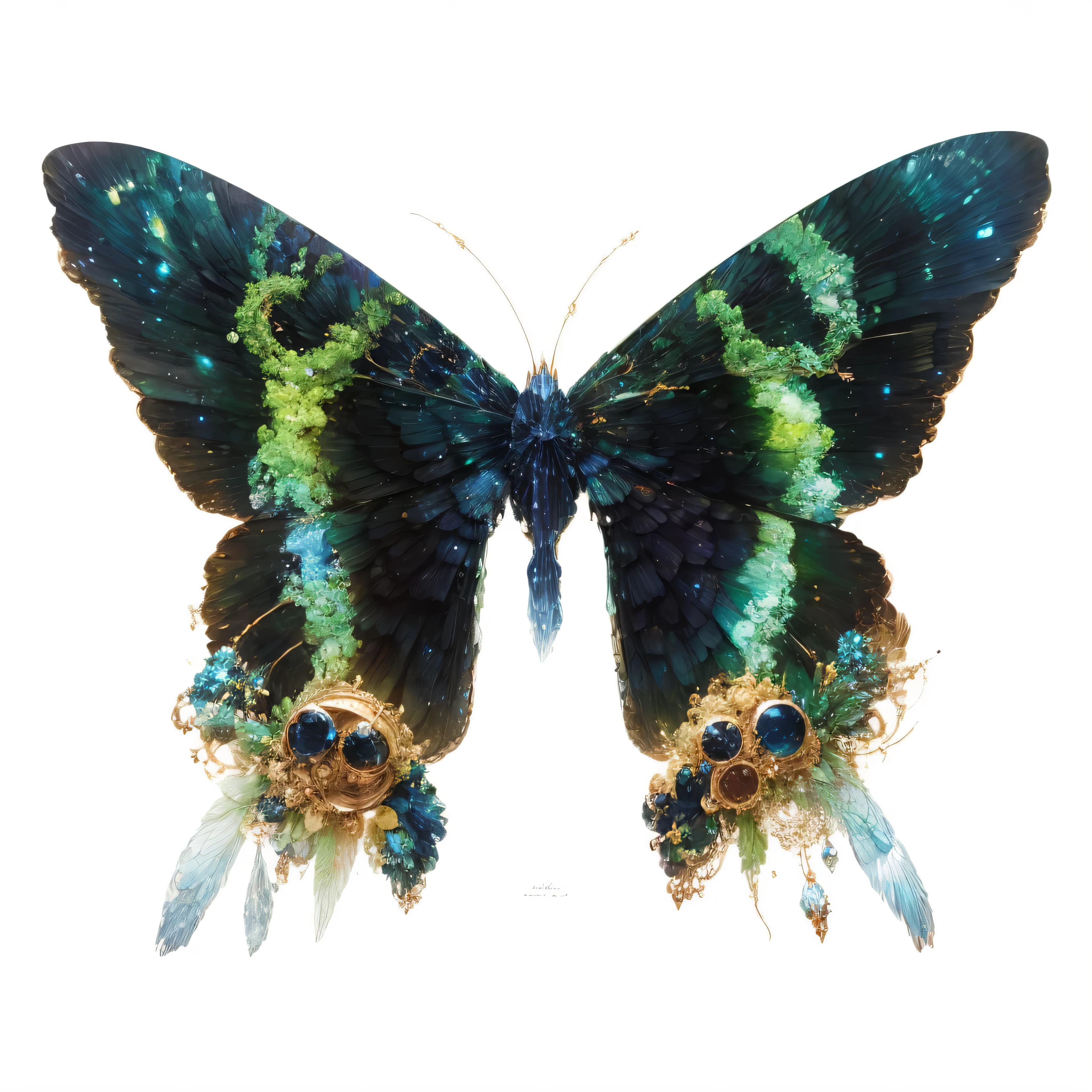 There are nebulae on the wings,Nebula structure,Shining nebula pattern