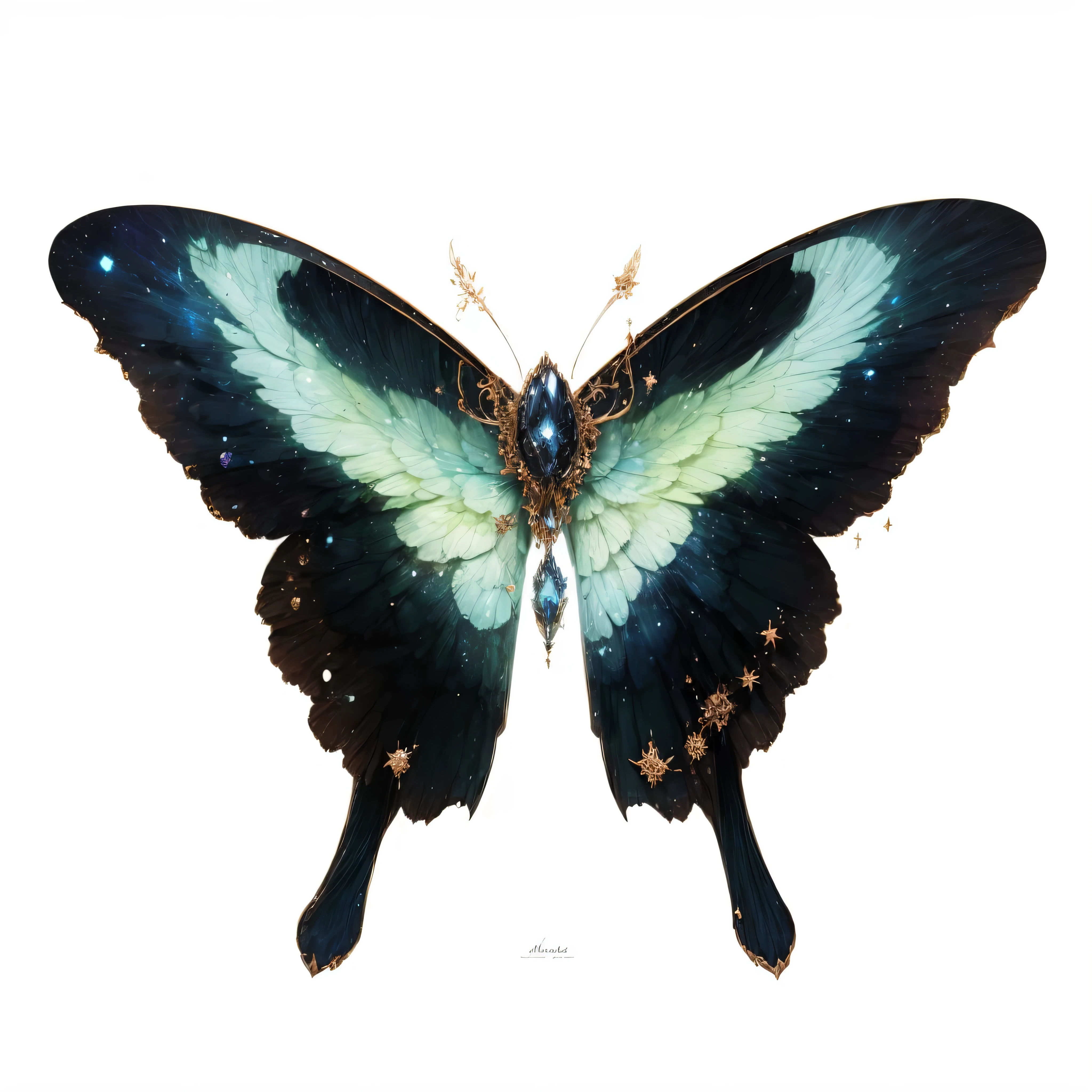 There are nebulae on the wings,Nebula structure,Shining nebula pattern