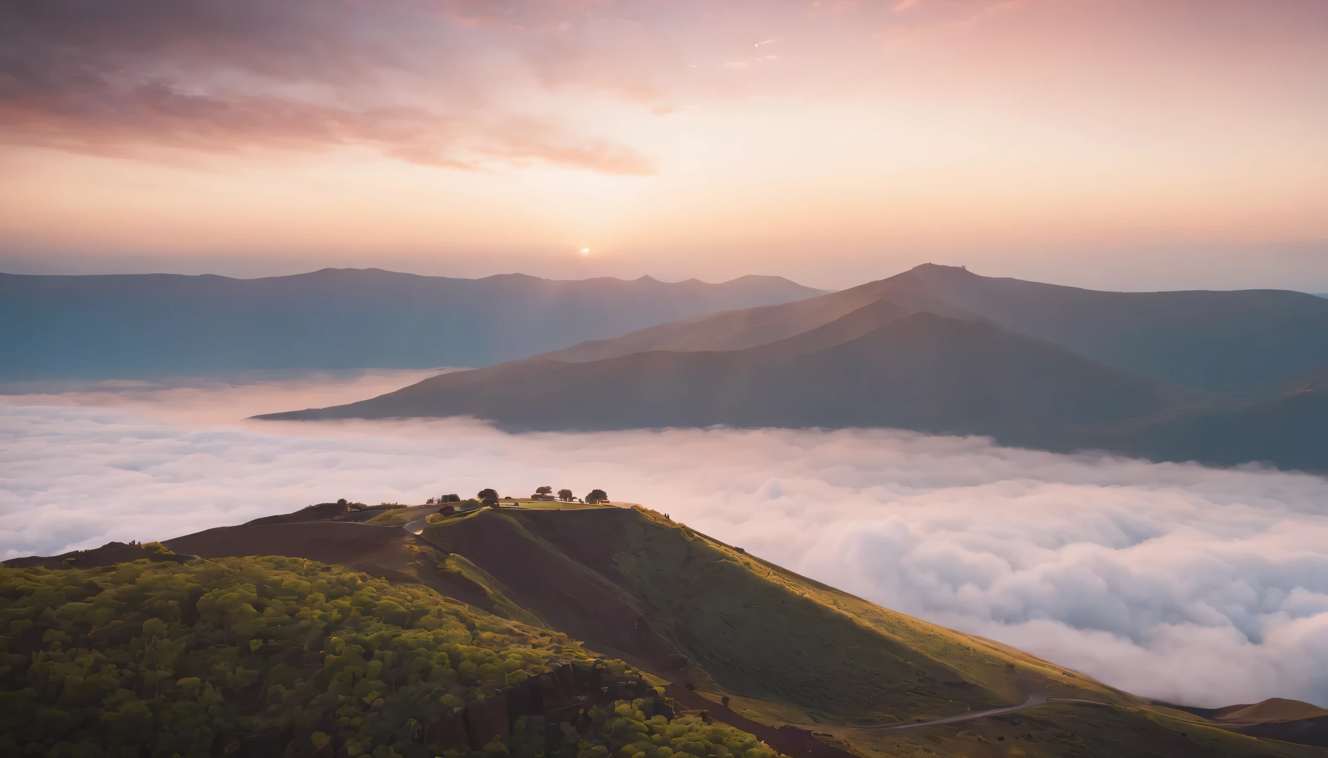 (Highly detailed CG Unity 8k wallpaper、masterpiece、highest quality、Super detailed)、(best lighting、best shadow、very delicate and beautiful)、highest quality、8k、Detailed facial depiction、masterpiece、highest quality、clear image quality、
Stunning views from the summit of Mauna Kea in Hawaii。