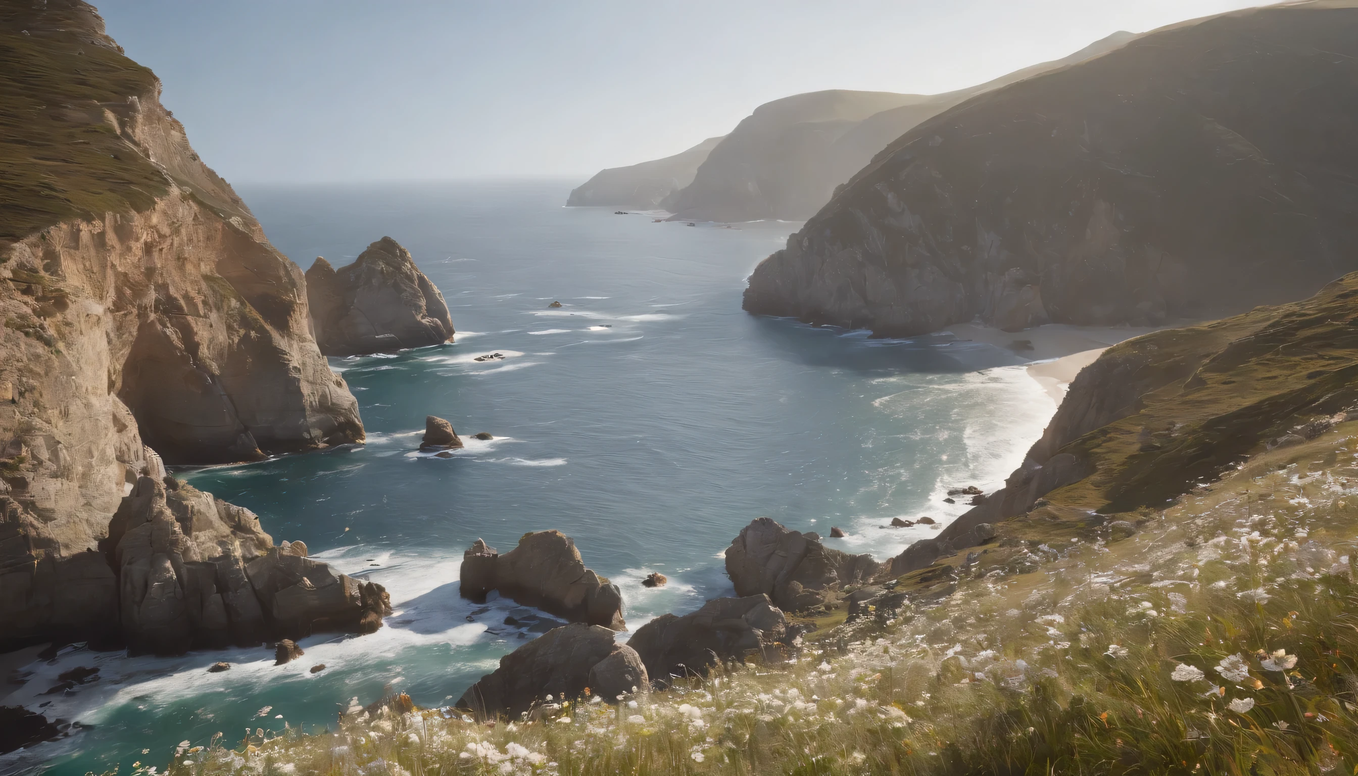 (Highly detailed CG Unity 8k wallpaper、masterpiece、highest quality、Super detailed)、(best lighting、best shadow、very delicate and beautiful)、highest quality、8k、Detailed facial depiction、masterpiece、highest quality、clear image quality、
monterey&#39;17 Mile Drive coastline scenery。