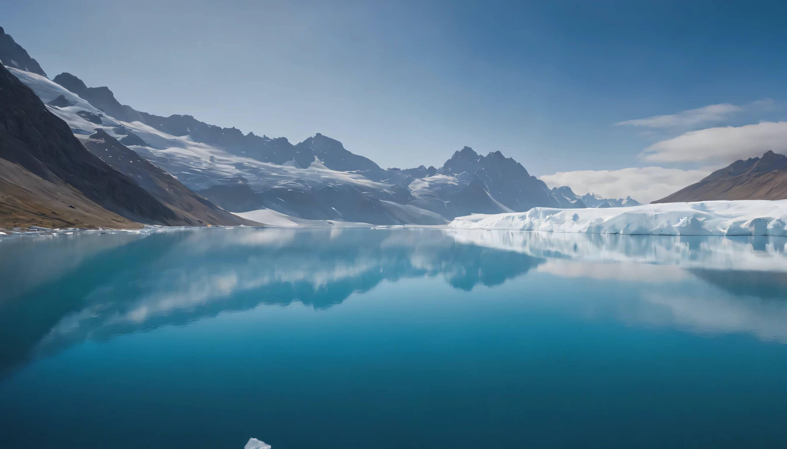 (Highly detailed CG Unity 8k wallpaper、masterpiece、highest quality、Super detailed)、(best lighting、best shadow、very delicate and beautiful)、highest quality、8k、Detailed facial depiction、masterpiece、highest quality、clear image quality、
Greenland glacial lake ice and iceberg landscape。