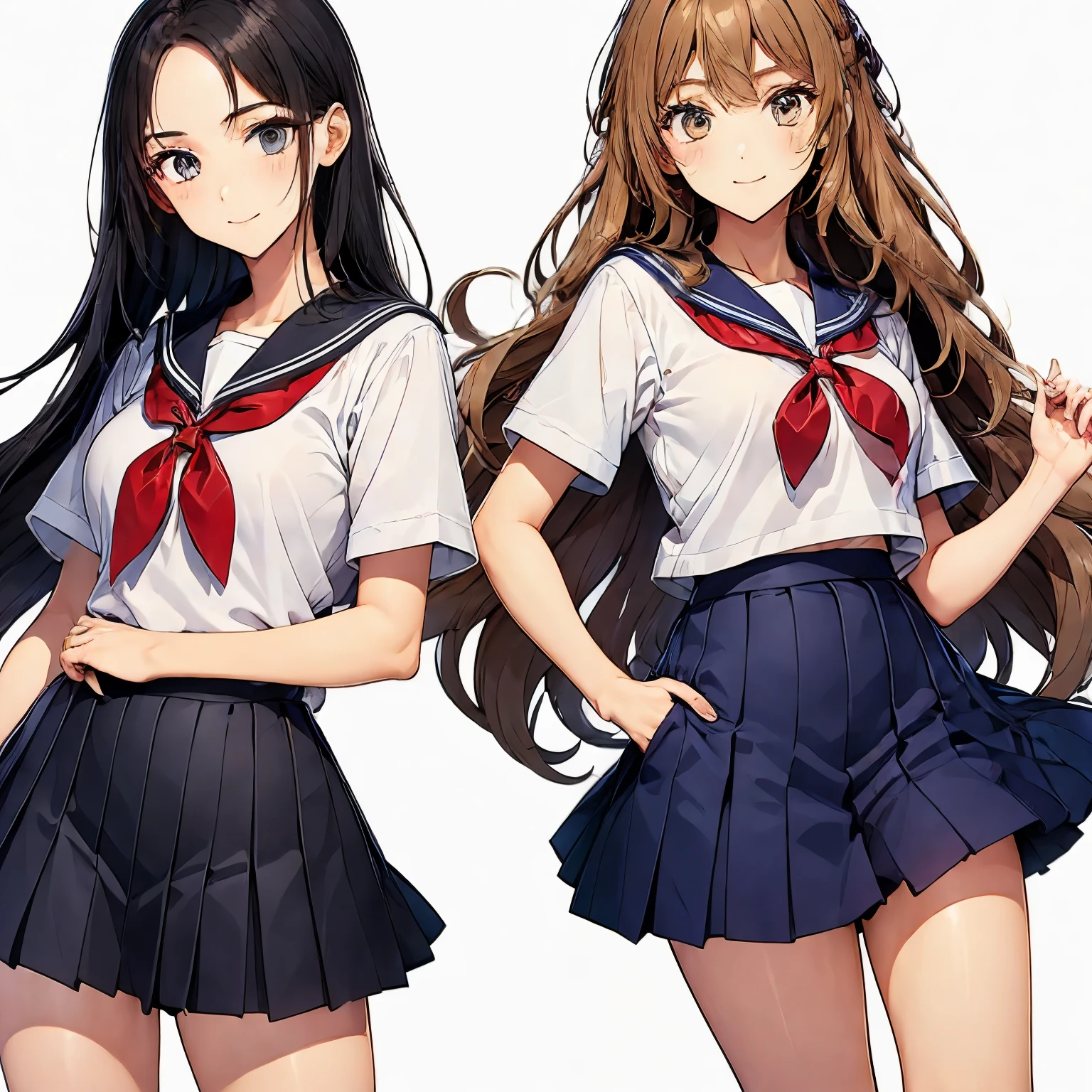 high quality,((2girls,chyuri,cuddle,smile)),Japanese high school student,short sleeve sailor school uniform,
