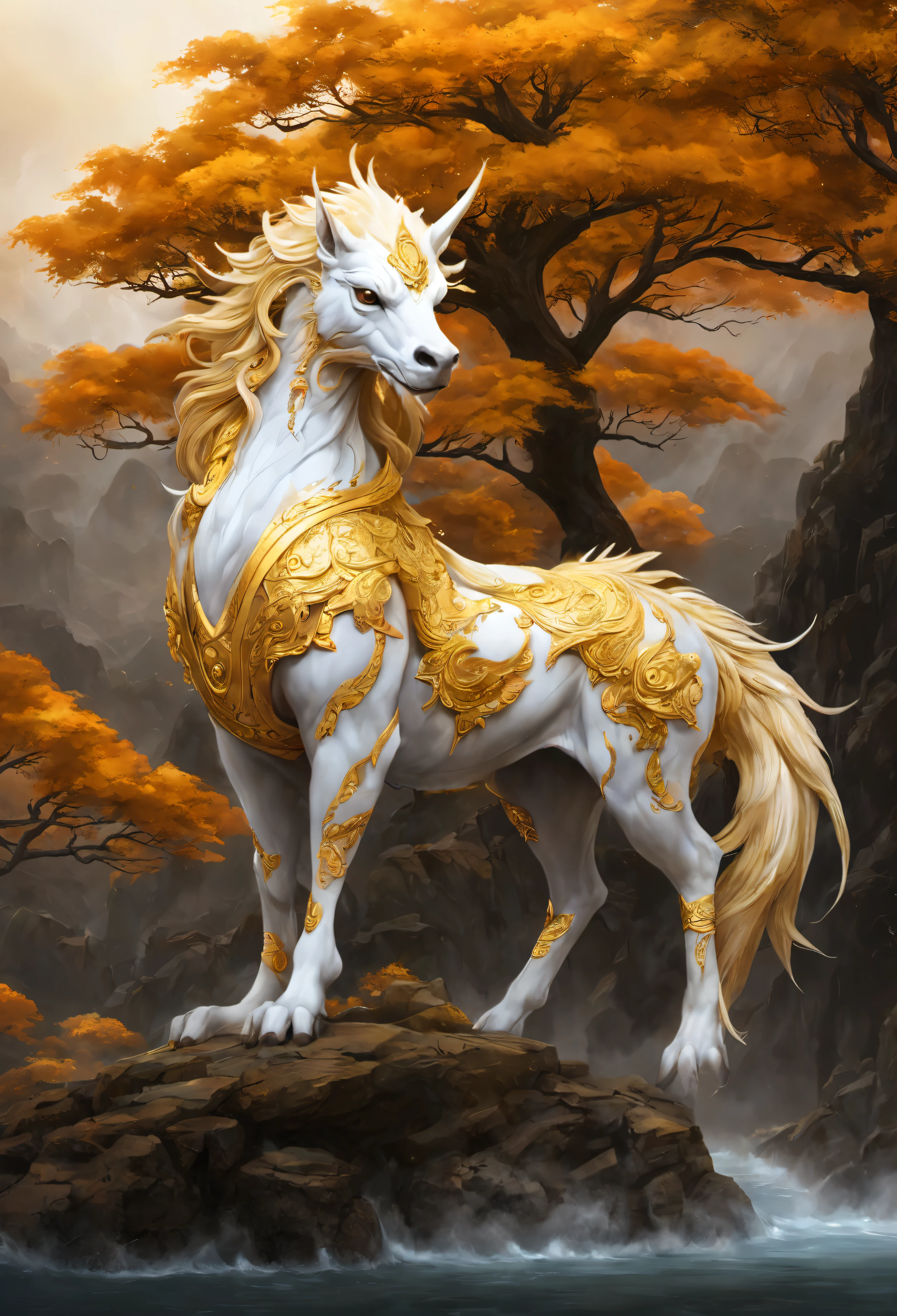 ((Golden:1.4)), (mythical creatures) , (sacred existence), (legendary creatures), (myth), (Kirin), (Xuanwu), (Qinglong), (white lake), (juke), (majestic), (powerful), (Mysterious), (mythical), (amazing), (magical), (ethereal), (It was magic), (sacred), (majestic), (mythical realm), (Mysteriouythical beastyth的な landscape), (sky), (extraordinary), (magic), (otherworldly), (Ancient), (eternal), (majestic), (Spectacular), (awe-inspiring), (universe), (on the sky), (mythical creatures:1.1), (amazing details), (very detailed), (Bright colors), (ethereal light), (amazing scenery), (divine essence), (fascinating), (mythical atmosphere), (masterpiece:1.2), (super detailed), (inspired by god), (wonderful), (ethereal beauty), (mythical storieysterious legends)