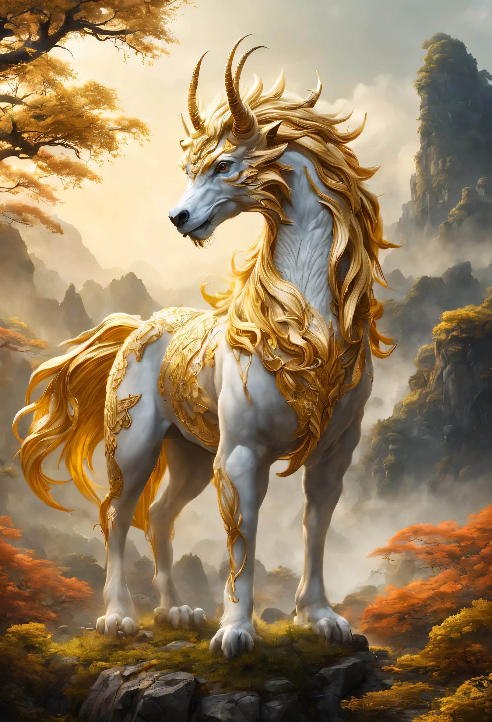 ((Golden:1.4)), (mythical creatures) , (sacred existence), (legendary creatures), (myth), (Kirin), (Xuanwu), (Qinglong), (white lake), (juke), (majestic), (powerful), (Mysterious), (mythical), (amazing), (magical), (ethereal), (It was magic), (sacred), (majestic), (mythical realm), (Mysteriouythical beastyth的な landscape), (sky), (extraordinary), (magic), (otherworldly), (Ancient), (eternal), (majestic), (Spectacular), (awe-inspiring), (universe), (on the sky), (mythical creatures:1.1), (amazing details), (very detailed), (Bright colors), (ethereal light), (amazing scenery), (divine essence), (fascinating), (mythical atmosphere), (masterpiece:1.2), (super detailed), (inspired by god), (wonderful), (ethereal beauty), (mythical storieysterious legends)