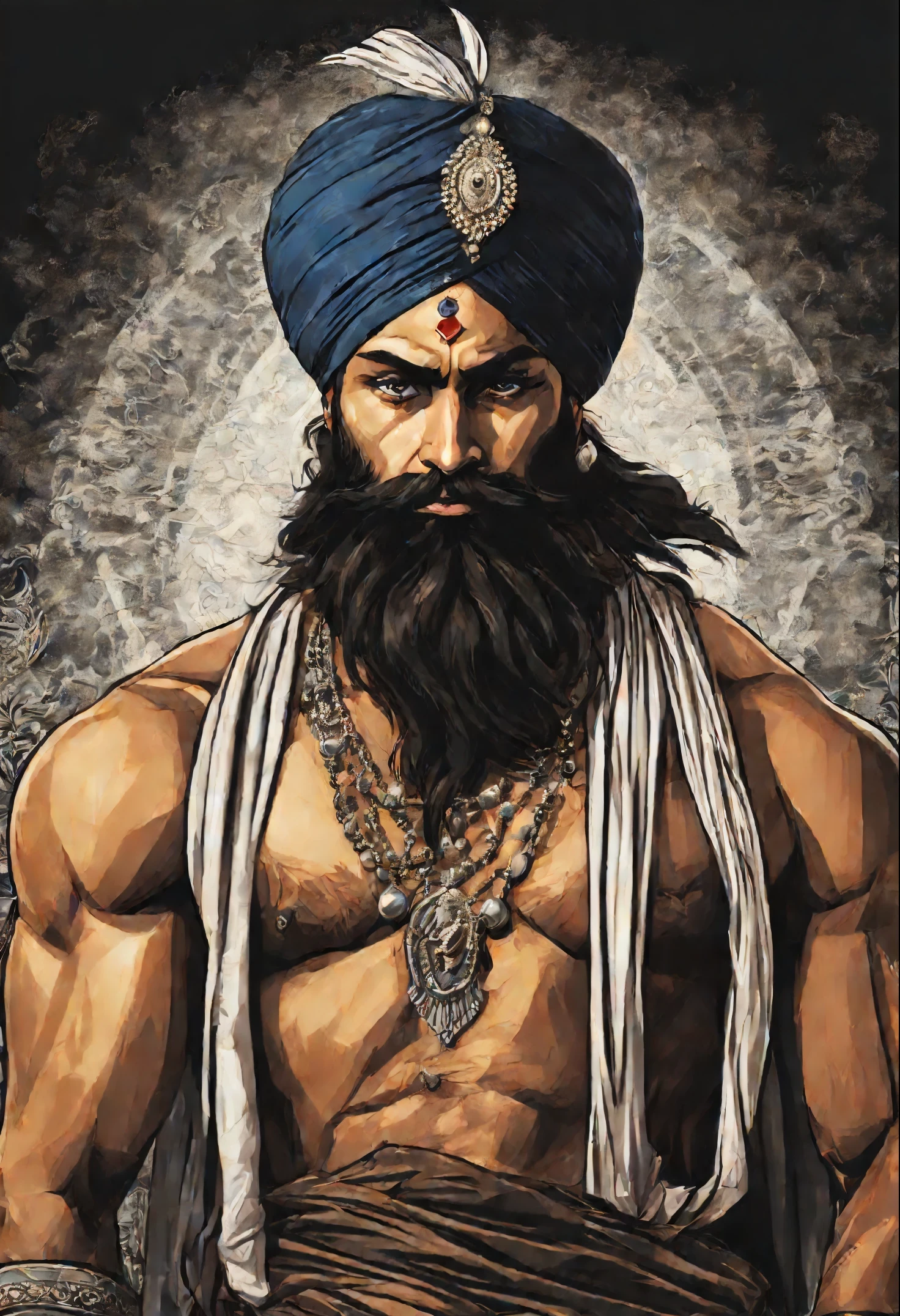 A Sikh man warrior with Assorted Smaller Scars, In Vexel art style, best quality, masterpiece