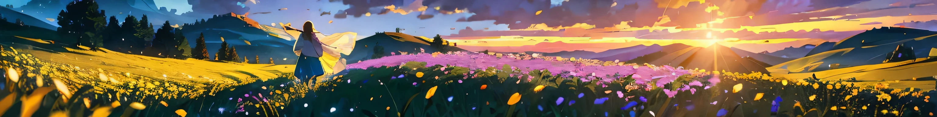 woman standing on the mountain, flower field, Beautiful and detailed , Beautiful and detailed, vibrant atmosphere, breeze, great scenery, Sunlight through clouds, Colorful wildflowers, Tall grass swaying in the wind, Majestic snow peaks in the distance, fresh mountain air, Calm expression, bright smile, s, ease: painting, super detailed, actual:1.37, best quality, 4k, bright colors, high dynamic range, studio lighting, Bokeh.