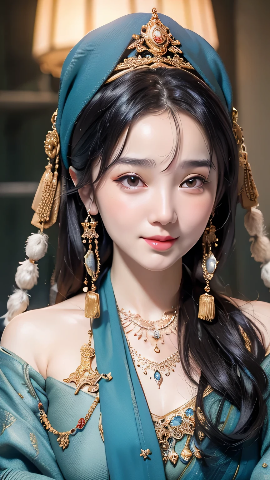 masterpiece, top quality, 8k, Huang Li, a beautiful girl, kawaii, External,(half body:1.2), (Completely naked:1.5), Wear a cashmere headscarf, (dark brown hair),Good shape, and makeup, Facial cumshot, near method and far method, depth of field, surreal, high resolution, photo, lock focus, north african free trade area, face lamp, Dynamic lighting, 最高detail, 极高的detail、Super detailed、detail、Genuine skin、Exquisite facial features、prone to negative emotions