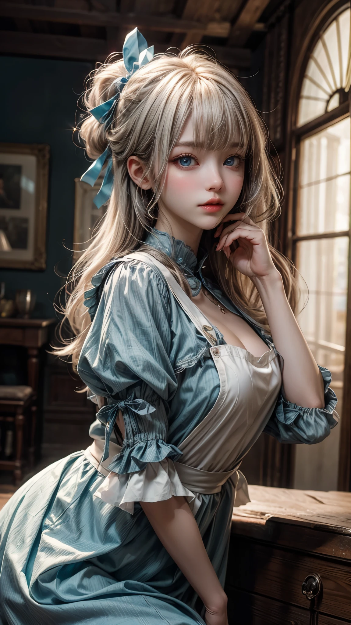 Beautiful Marie-Antoinette standing at Versailles, high facial detail, realistic, 8k --auto --s2