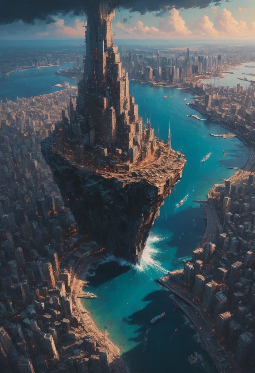 Aerial View, by Alena Aenami, best quality, masterpiece, 8k, Representative work, official art, Professional, Ultra intricate detailed