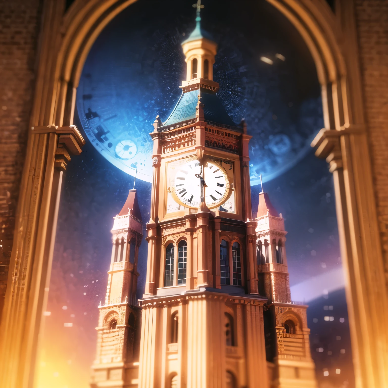A close up of a person holding a clock near a clock tower, concept art inspired by Johfra Bosschart, cg society contest winner, retrofuturism, set in a steampunk world, steampunk imagery themed, detailed steampunk illustration, steampunk world, steampunk aesthetic, in a steampunk world, steampunk art, steampunk digital art, steampunk illustration, digital steampunk art, science fantasy painting