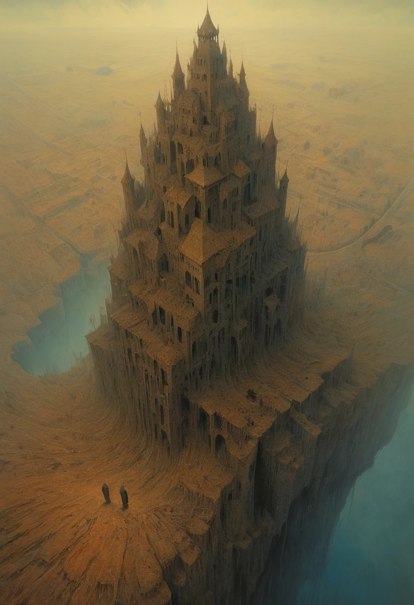 Aerial View, by Zdzislaw Beksinski, best quality, masterpiece, 8k, Representative work, official art, Professional, Ultra intricate detailed