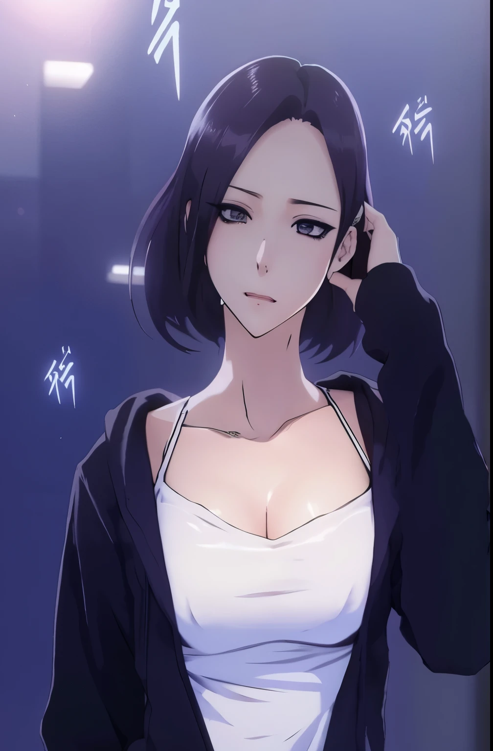 a woman in a white top and black jacket standing in front of a window, attractive anime girl, seductive anime girl, female anime character, beautiful anime woman, beautiful alluring anime woman, in an anime style, realistic young anime girl, artwork in the style of guweiz, beautiful anime girl, realistic anime artstyle, an anime girl, anime thai girl