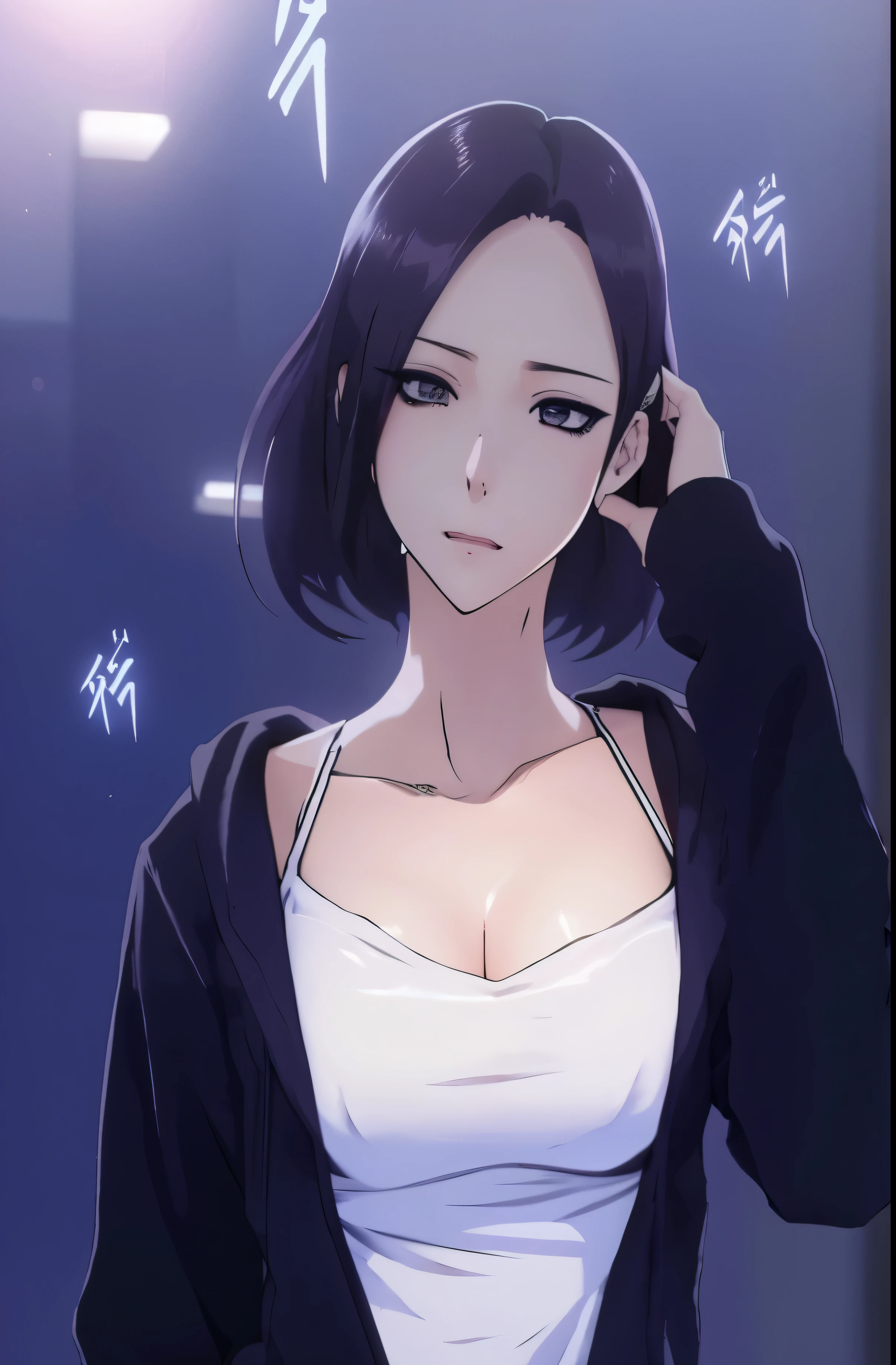 a woman in a white top and black jacket standing in front of a window, attractive anime girl, seductive anime girl, female anime character, beautiful anime woman, beautiful alluring anime woman, in an anime style, realistic young anime girl, artwork in the style of guweiz, beautiful anime girl, realistic anime artstyle, an anime girl, anime thai girl