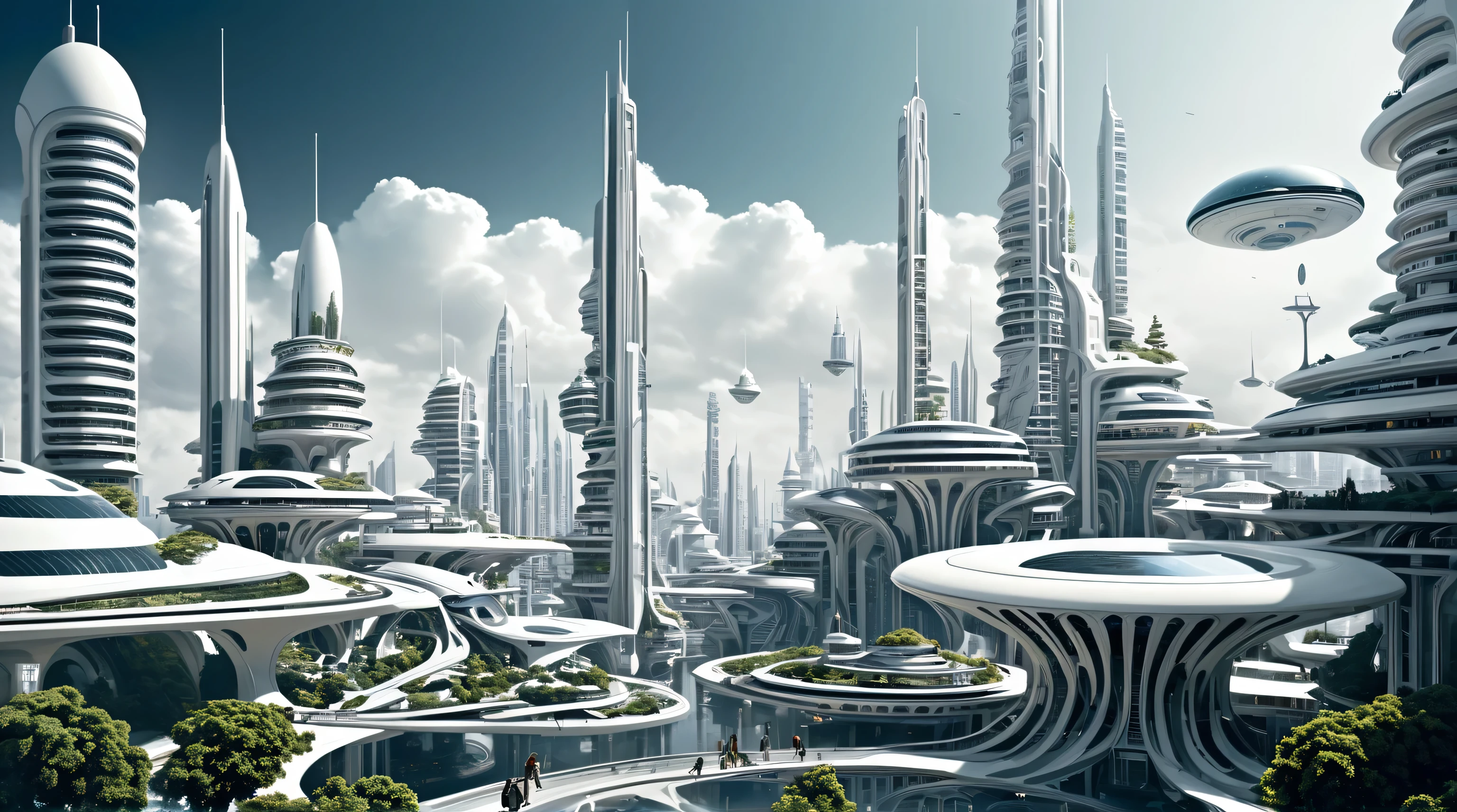 futuristic city with a lot of white buildings and a large flying object, dystopian city of the future, hyper-futuristic city, science fiction city, alien futuristic city, otherwordly futuristic city, futuristic utopian city, Depicted as a science fiction scene, human futuristic city, grand scale、The tightly structured city of Valhalla, Utopian metropolis of the future, 德国的futuristic city, futuristic city, futuristic alien city