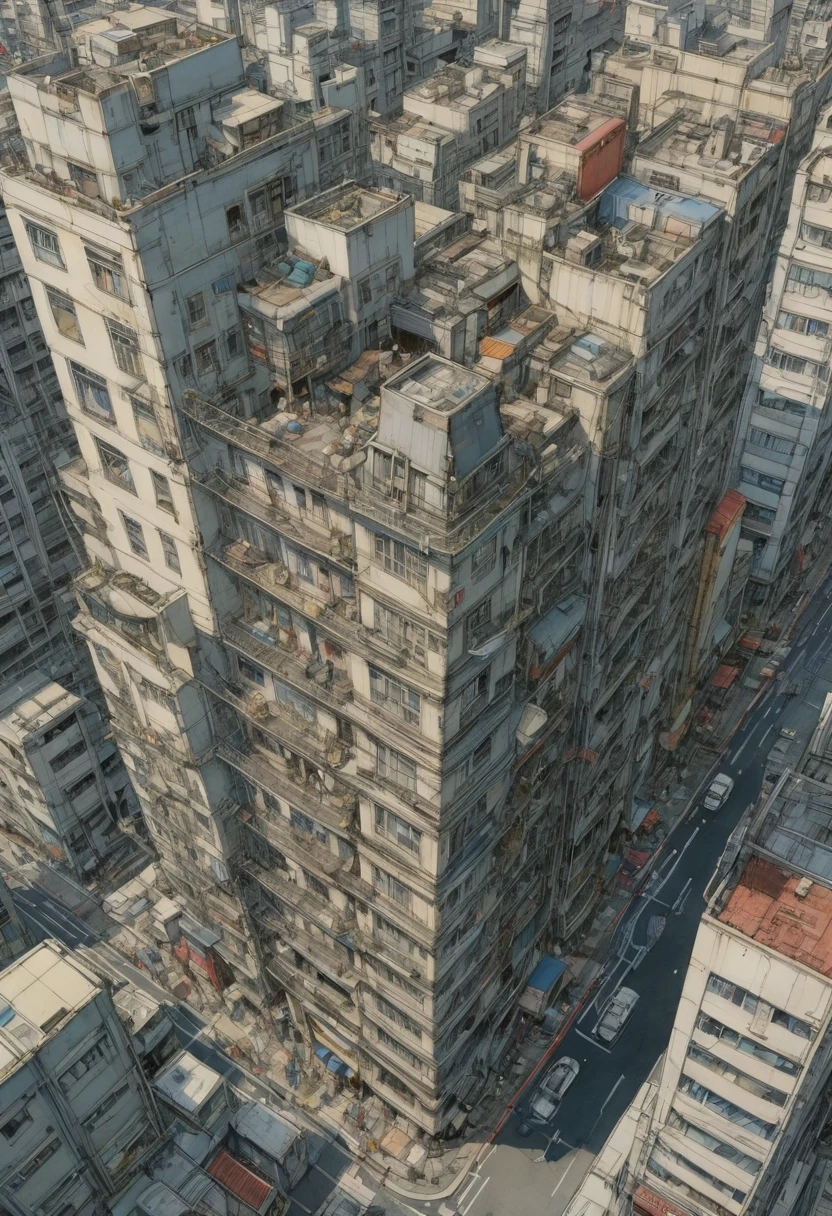Aerial View, by Naoki Urasawa, best quality, masterpiece, 8k, Representative work, official art, Professional, Ultra intricate detailed